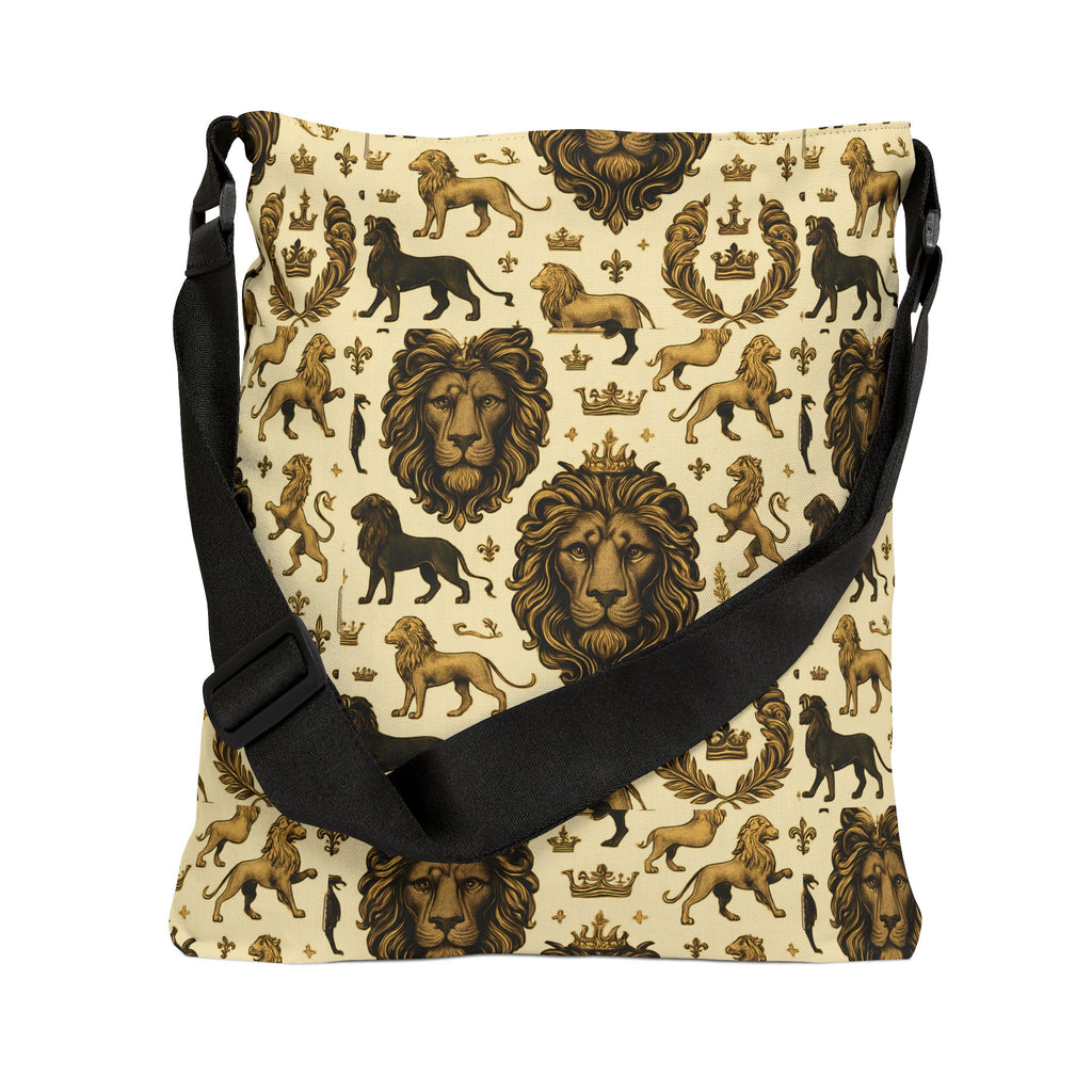 Lion Regal Pattern Tote Bag, Lion King Tote, Animal Print Bag, Jungle Safari Tote, African Wildlife Bag, Adjustable Tote for Shopping and