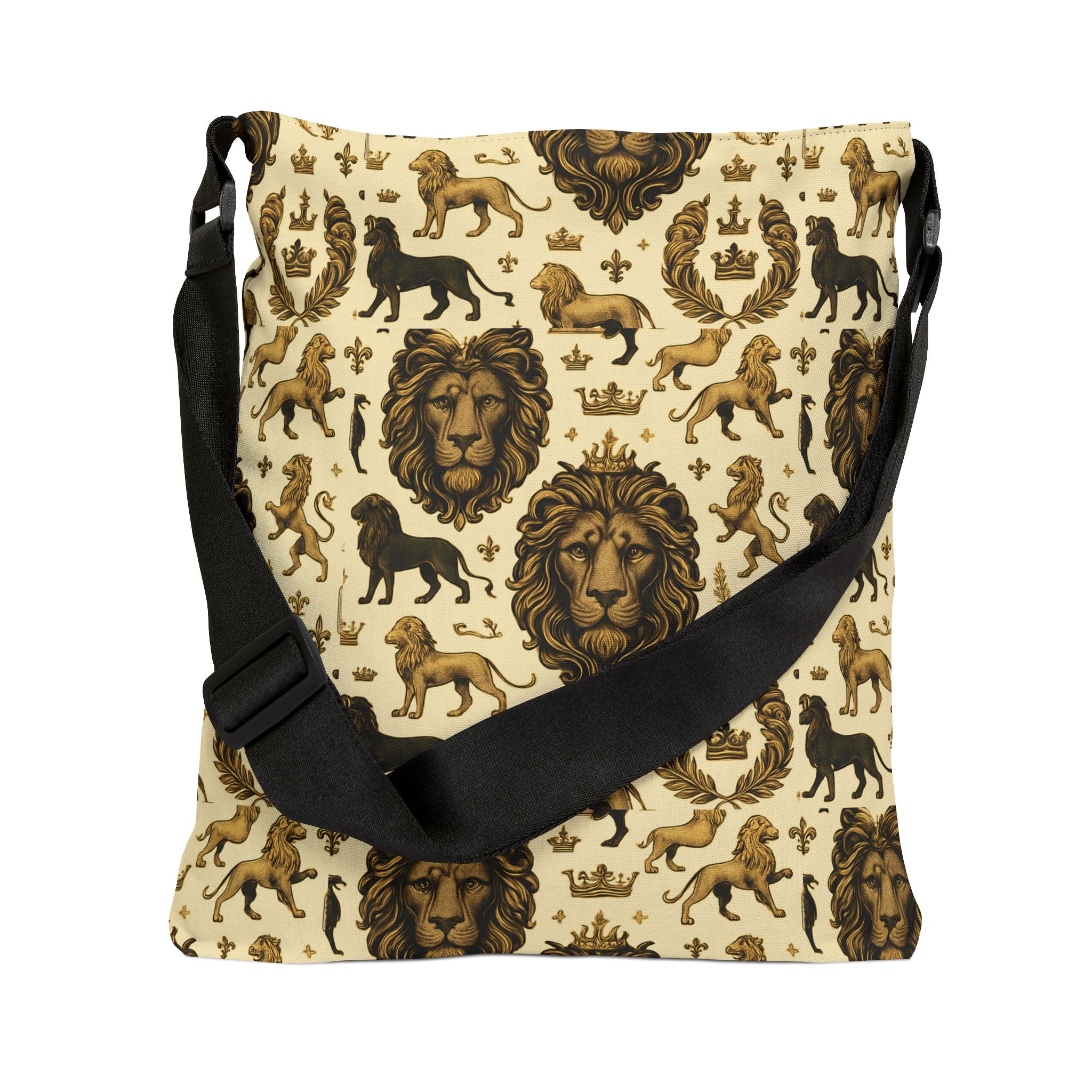 Lion Regal Pattern Tote Bag, Lion King Tote, Animal Print Bag, Jungle Safari Tote, African Wildlife Bag, Adjustable Tote for Shopping and