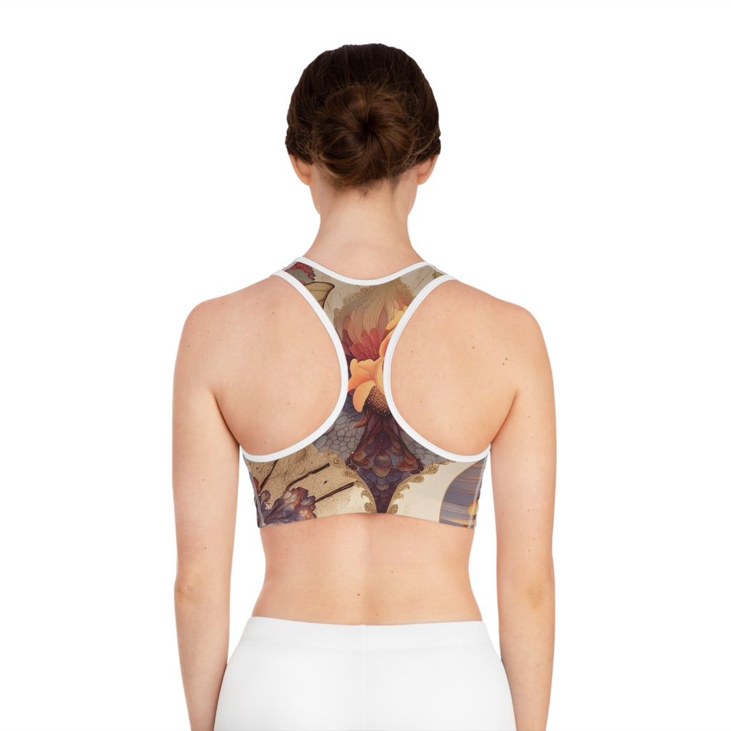 Floral Sports Bra for Active Women, Comfortable Workout Top, Fitness Apparel, Gym Wear, Unique Floral Design