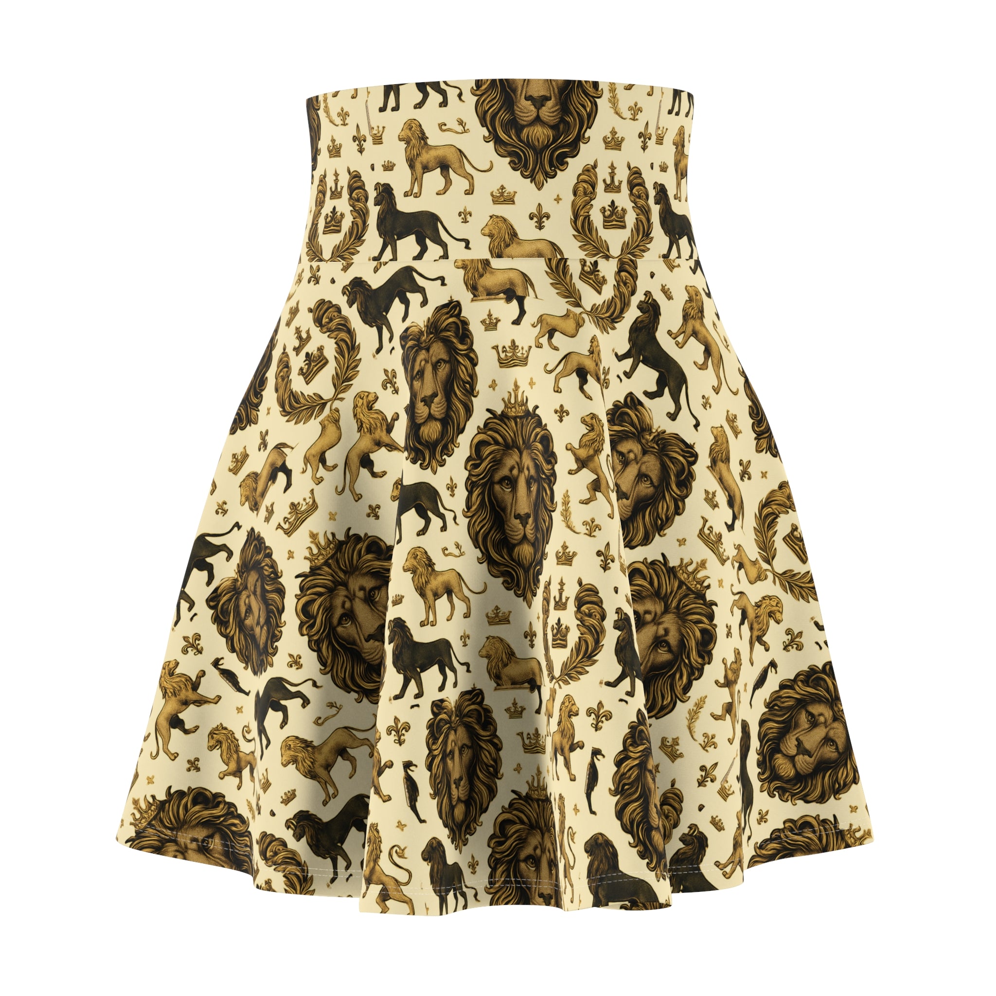 Lion Print Women's Skater Skirt, Cute Flowy Skirt, Summer Outfit, Animal Lover Gift, Festival Wear, Boho Style