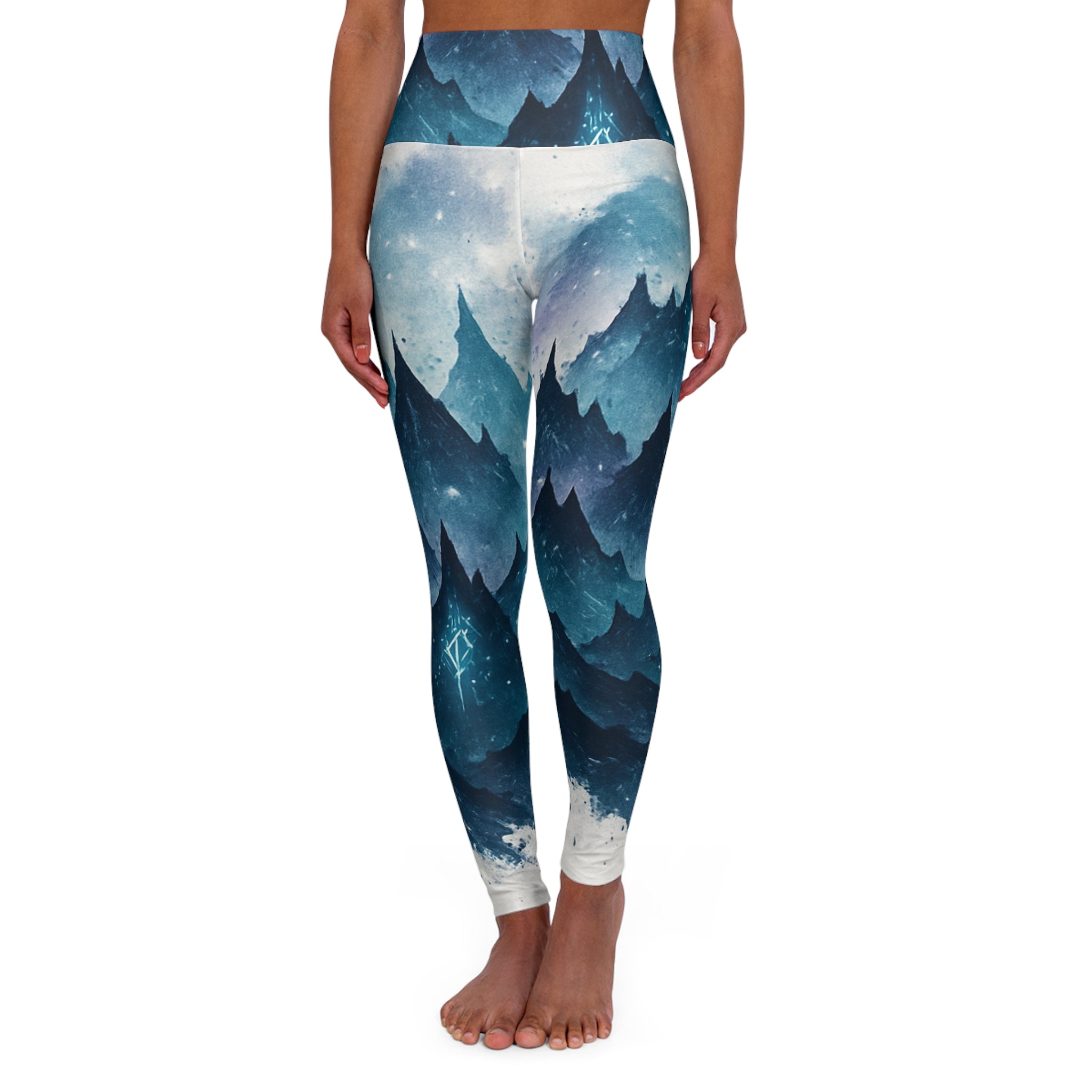 Mountain-Scape High Waisted Yoga Leggings, Workout Tights, Activewear, Fitness Fashion, Outdoor Yoga Gear