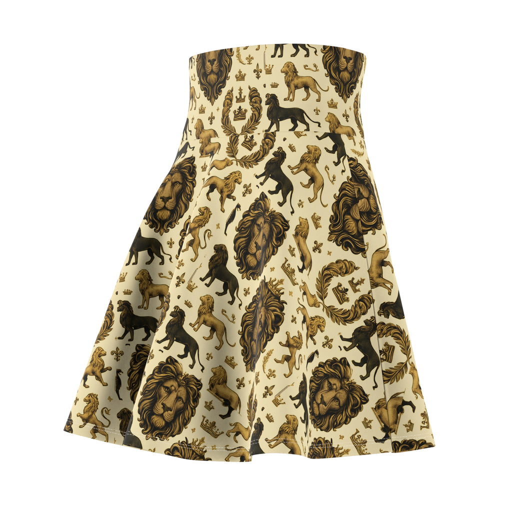 Lion Print Women's Skater Skirt, Cute Flowy Skirt, Summer Outfit, Animal Lover Gift, Festival Wear, Boho Style