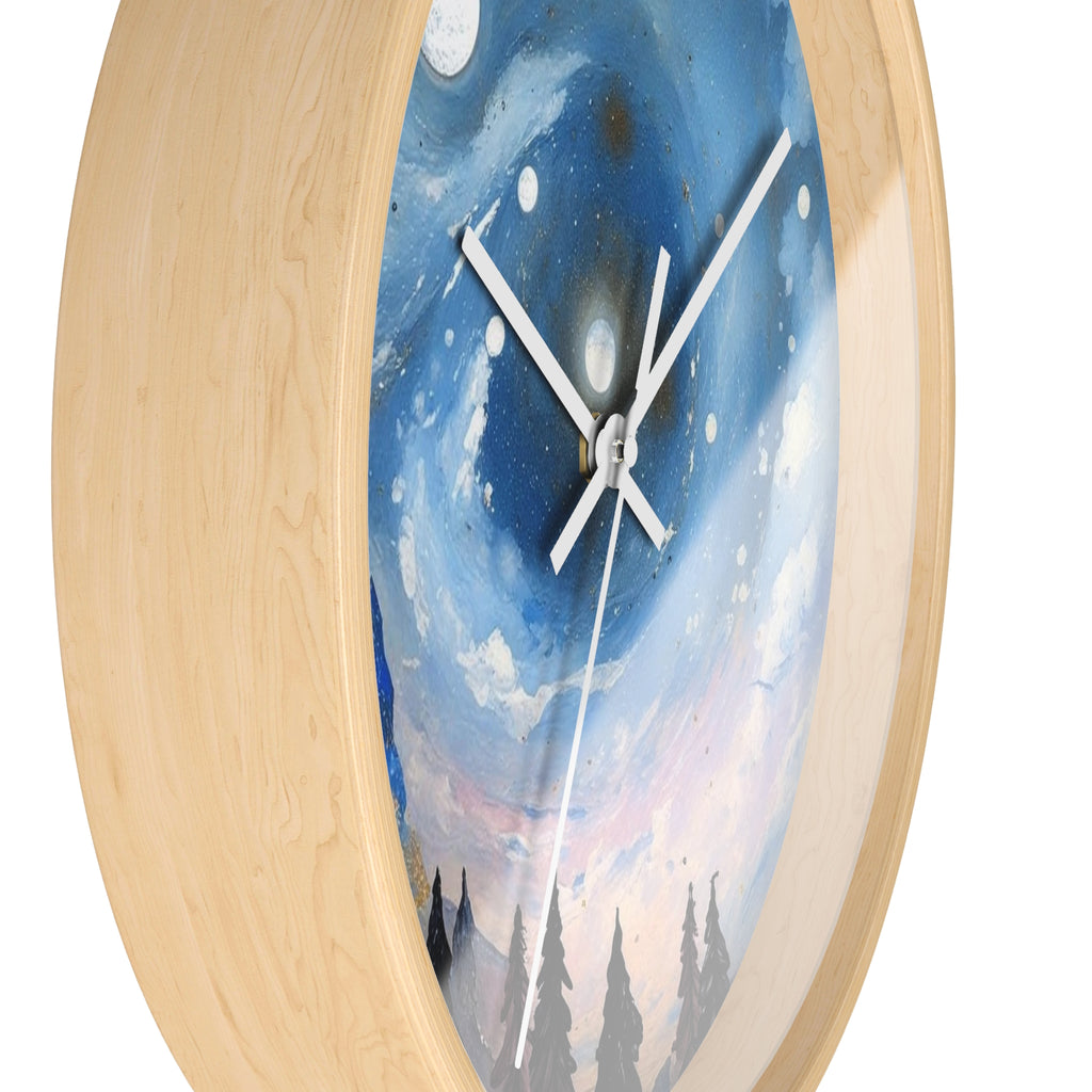 Celestial Landscape Wall Clock - Inspirational Night Sky Decor