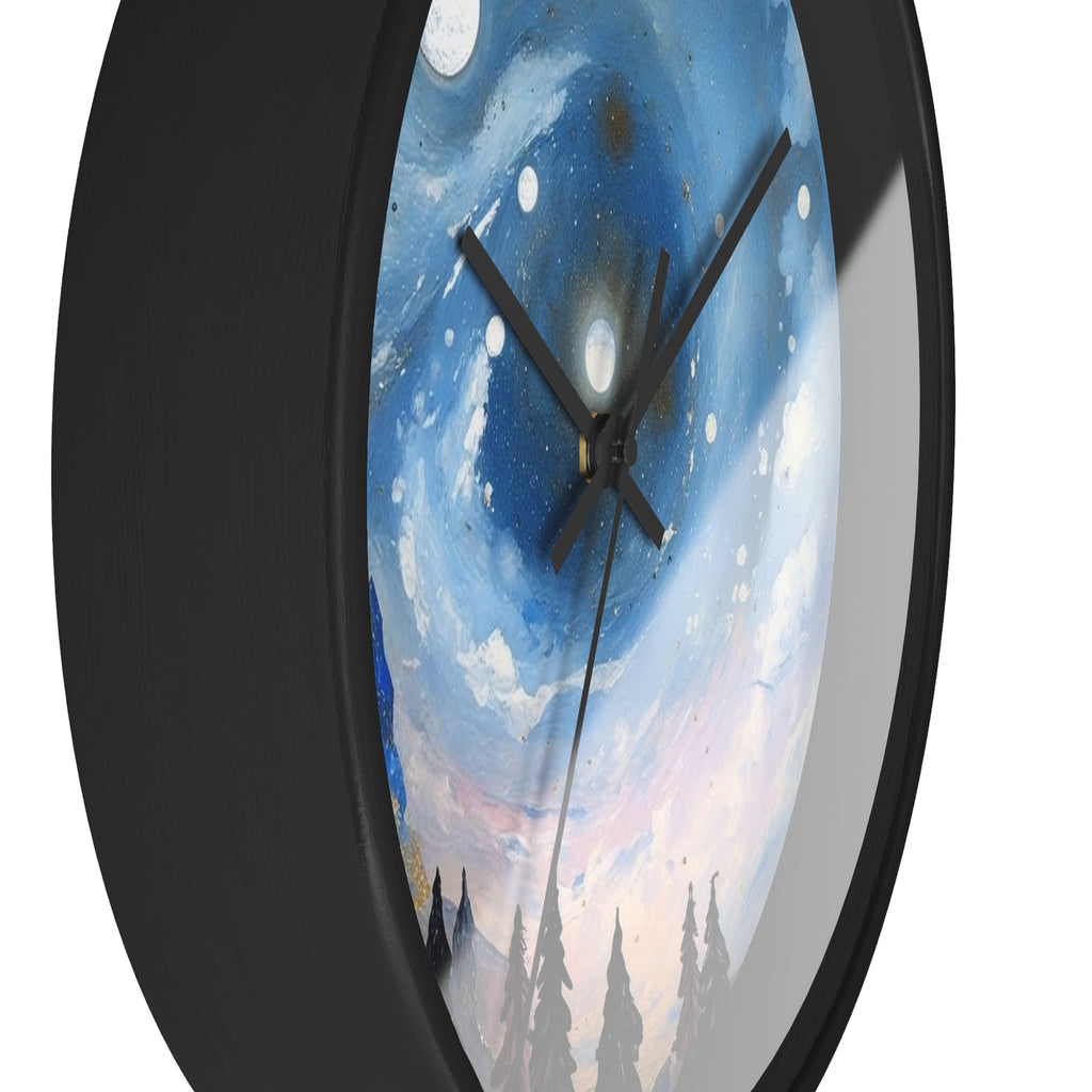 Celestial Landscape Wall Clock - Inspirational Night Sky Decor