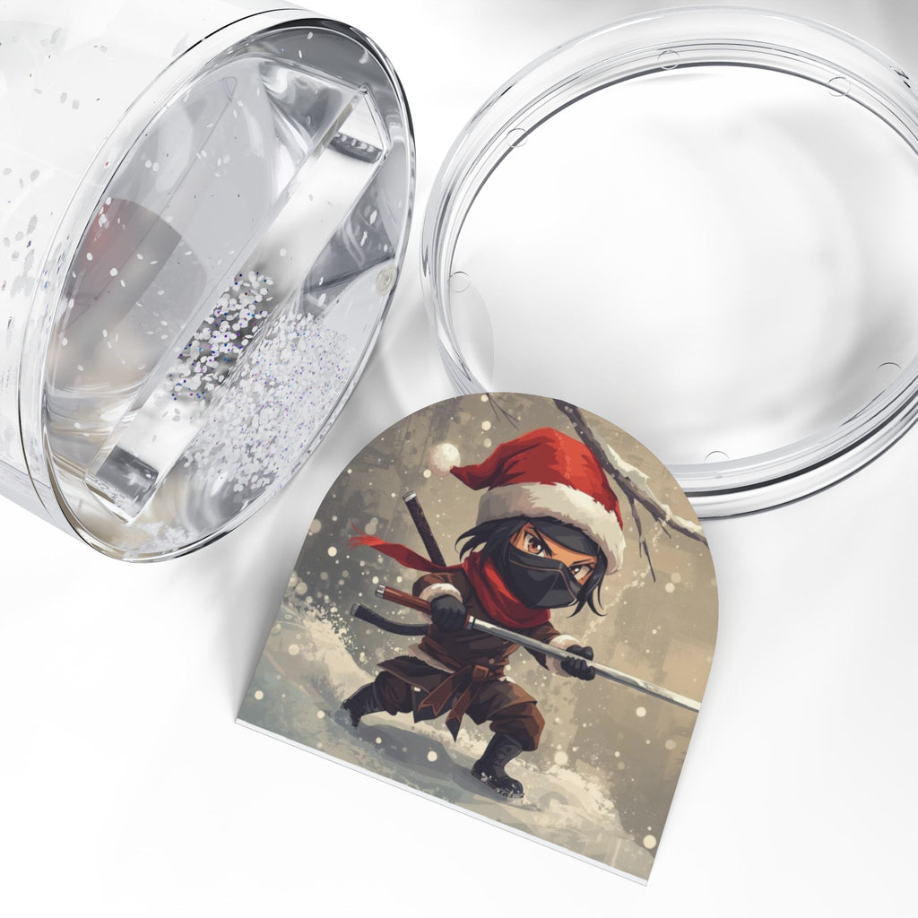 Ninja Santa Snow Globe - Holiday Decor, Christmas Gift, Winter Wonderland Decoration, Collectible Figurine, Seasonal Home Decor
