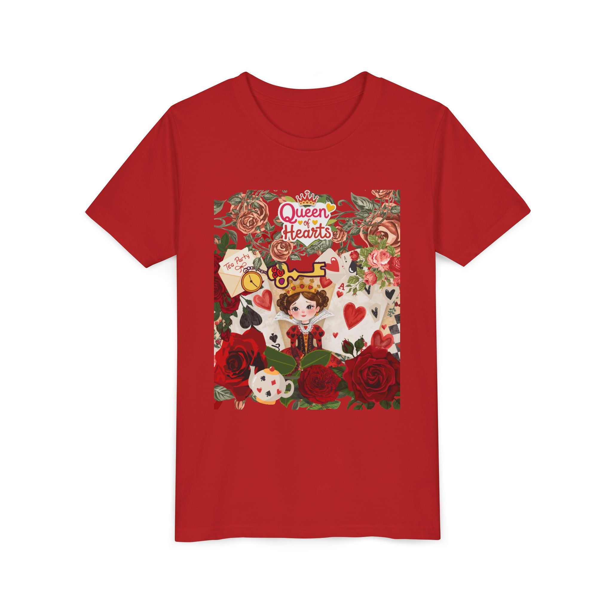 Youth Short Sleeve Tee with Floral Heart Design, Cute Love Tee for Kids, Perfect for Birthdays, Valentine's Day, Everyday Wear, Gift Idea