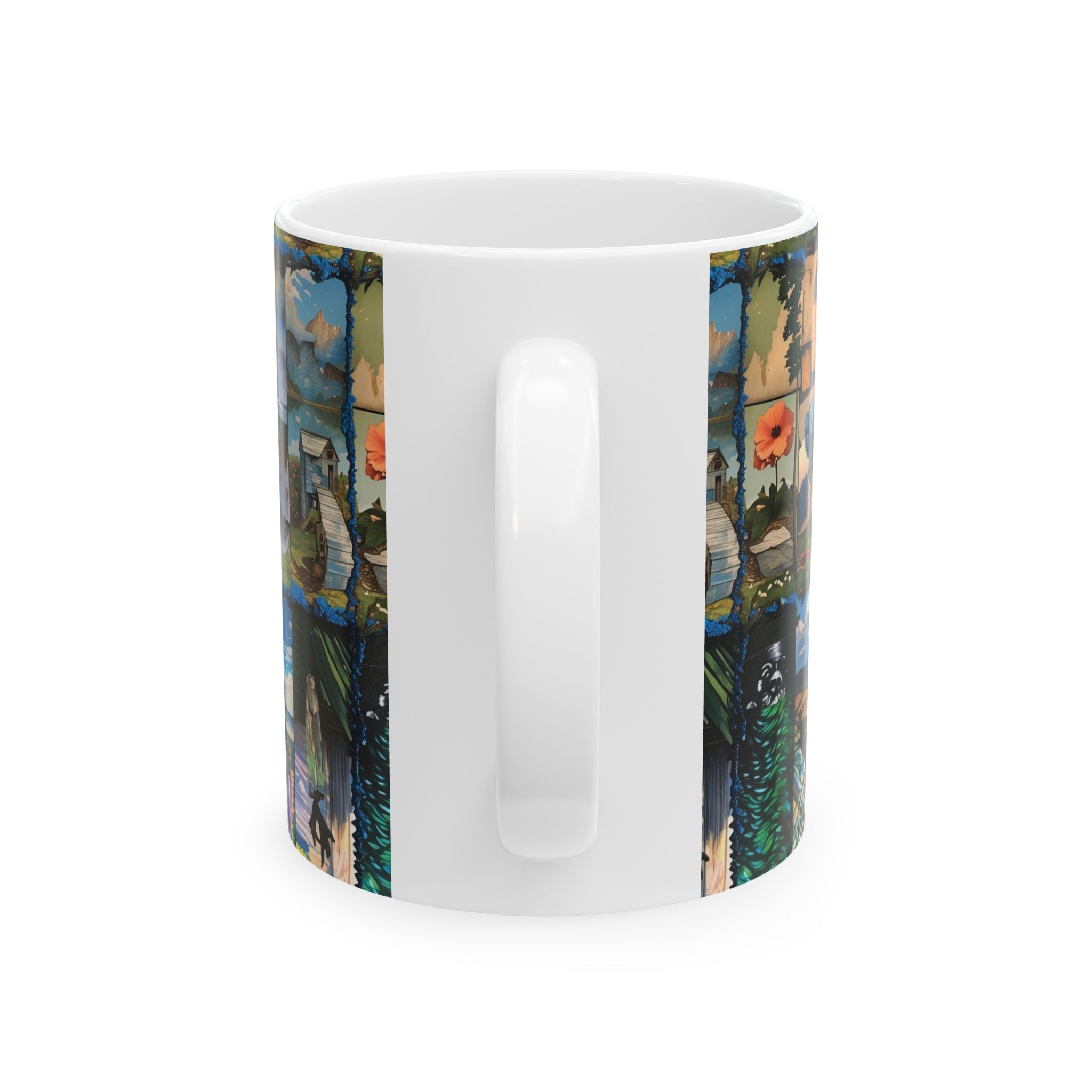 Colorful Landscape Ceramic Mug | Unique Coffee Cup, Gift for Nature Lovers, Home Decor, Art Enthusiast Gift, Double-Sided Design
