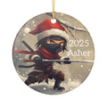 Custom Ninja Holiday Ceramic Ornament, Personalized Gift for Christmas, Tree Decoration, Ninja Lover, Keepsake, 2025 Asher