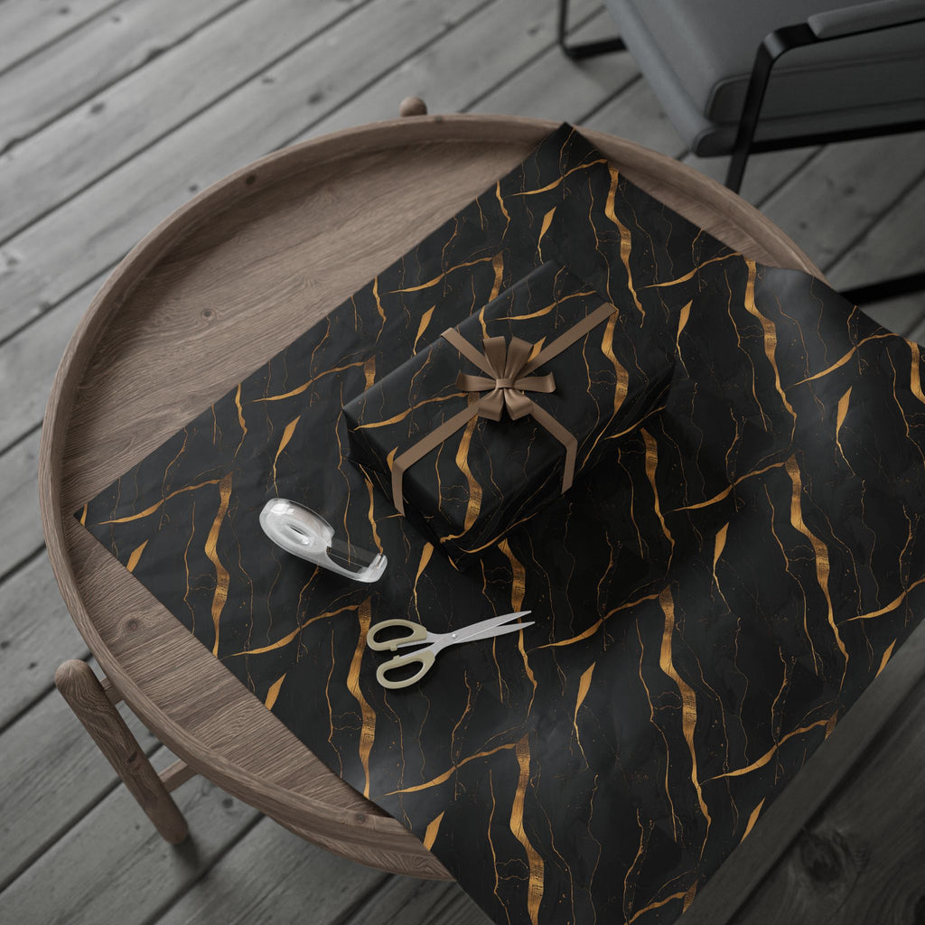 Elegant Black and Gold Wrapping Paper Roll, Luxury Gift Wrap for Christmas, Birthdays, Weddings, and Special Occasions