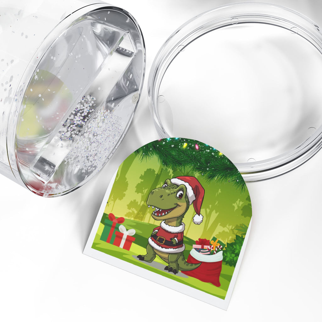 Christmas Dinosaur Snow Globe, Festive Decor, Holiday Gift, Cute T-Rex, Winter Wonderland Decoration, Child's Room Accent