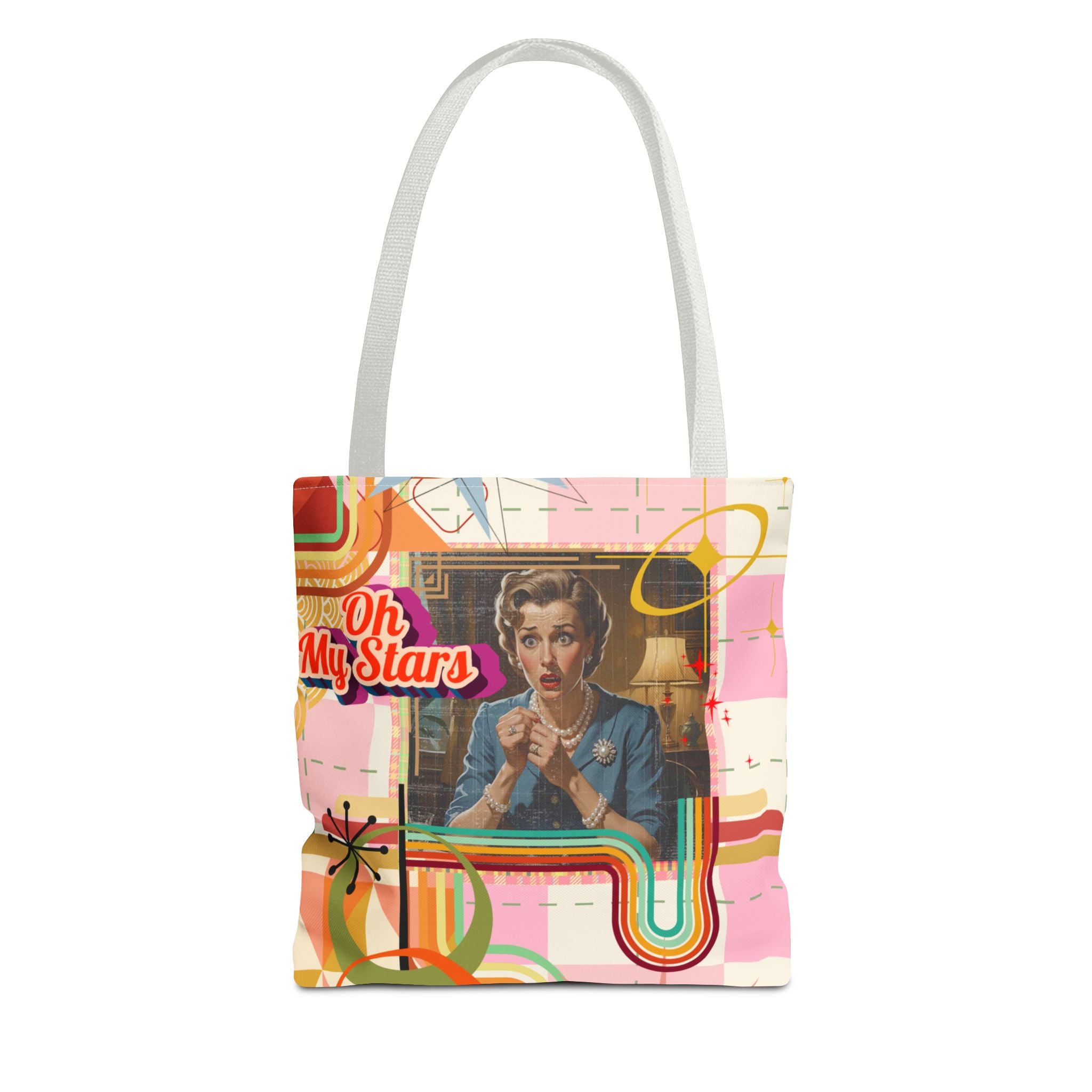 Vintage Stars Tote Bag, Art Deco 1950's Handbag, Retro Carryall Purse, Celestial Shoulder Bag, Galaxy Grocery Tote, Eco-Friendly Shopping