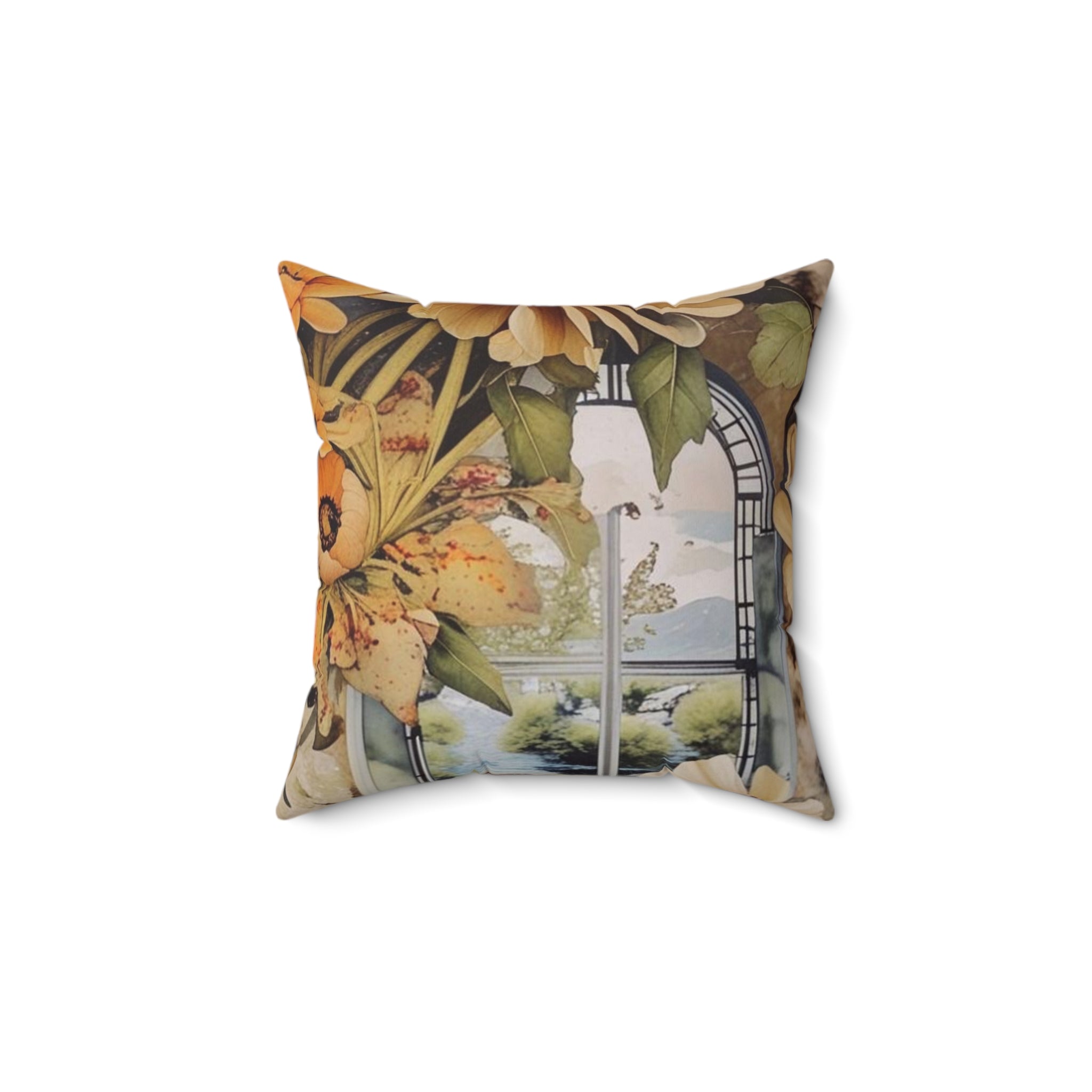 Floral Art Square Pillow | Boho Home Decor, Vintage Floral Cushion, Cozy Living Room Accent, Gift for Garden Lovers, Home Comfort