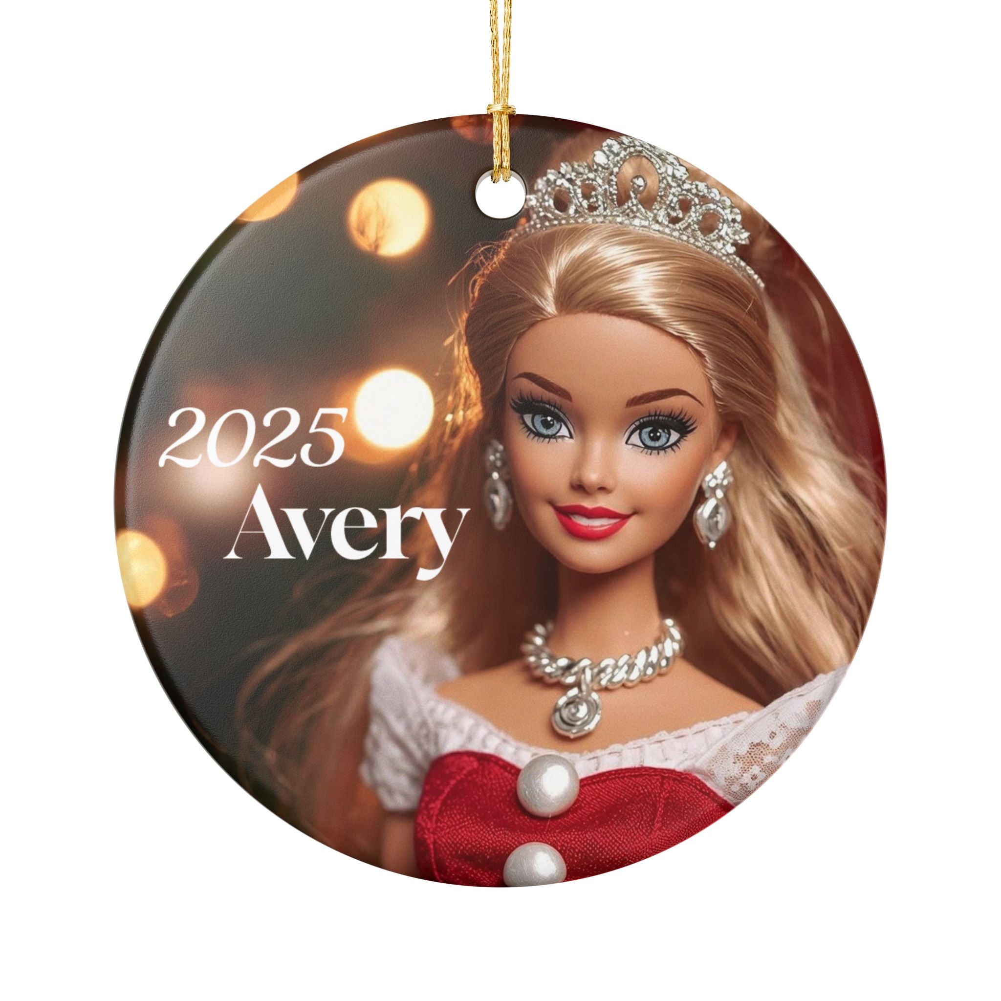 Personalized Holiday Ornament - Customizable Christmas Decoration, Keepsake Gift, 2025 Avery