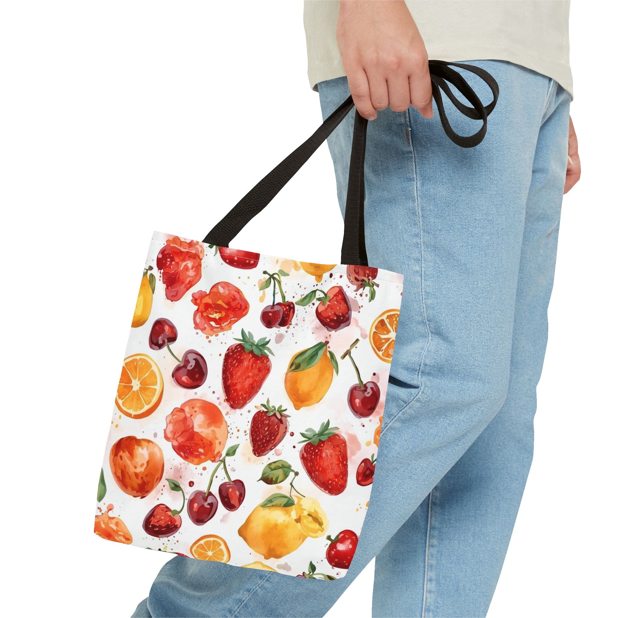 Vibrant Fruit Tote Bag, Colorful Reusable Shopping Bag, Eco-Friendly Grocery Bag, Summer Beach Tote, Fruit Pattern Purse