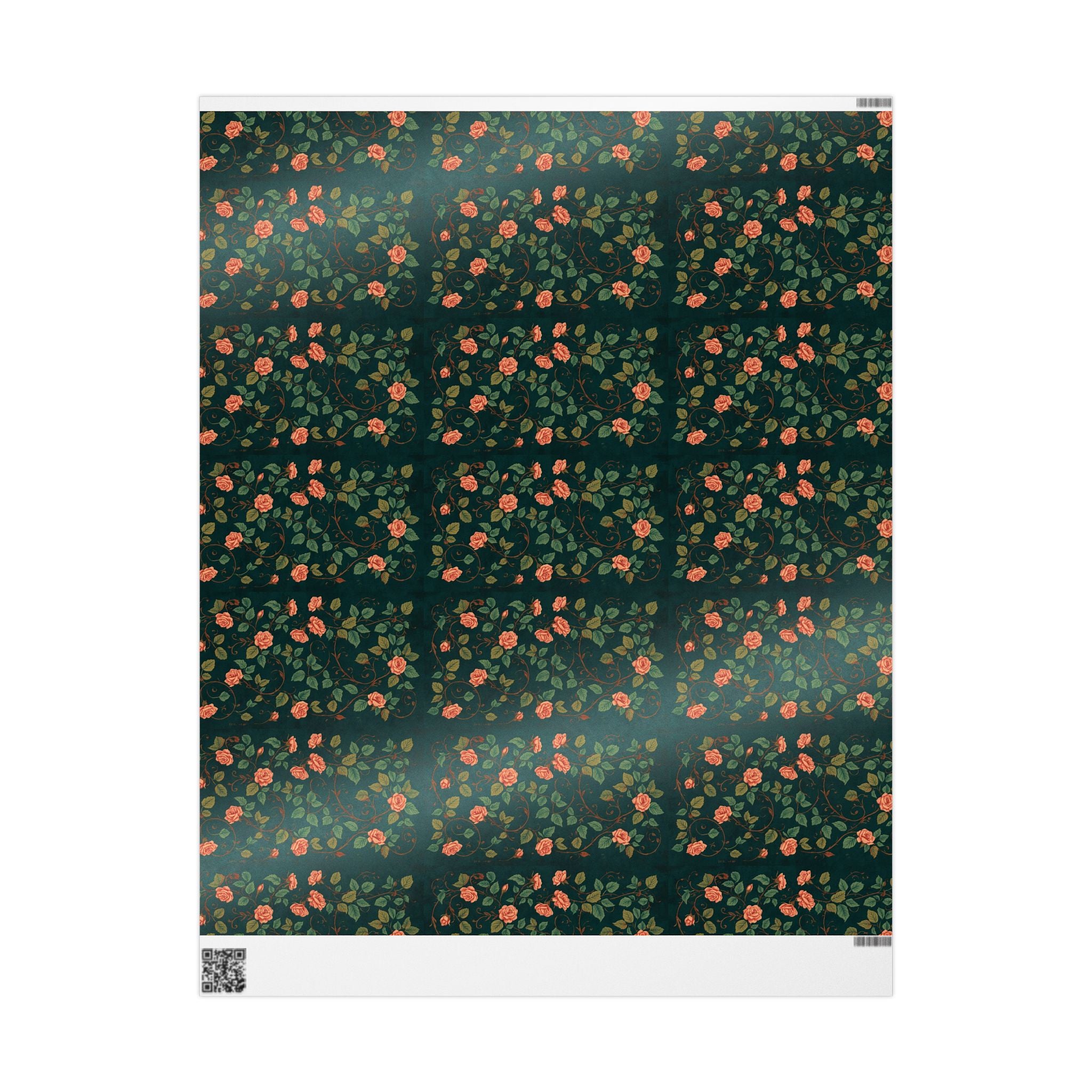Wrapping Paper, Green Rose Pattern Classic Design - Floral Gift Wrap for Birthdays, Weddings, Holidays, Crafting, Scrapbooking, Decor