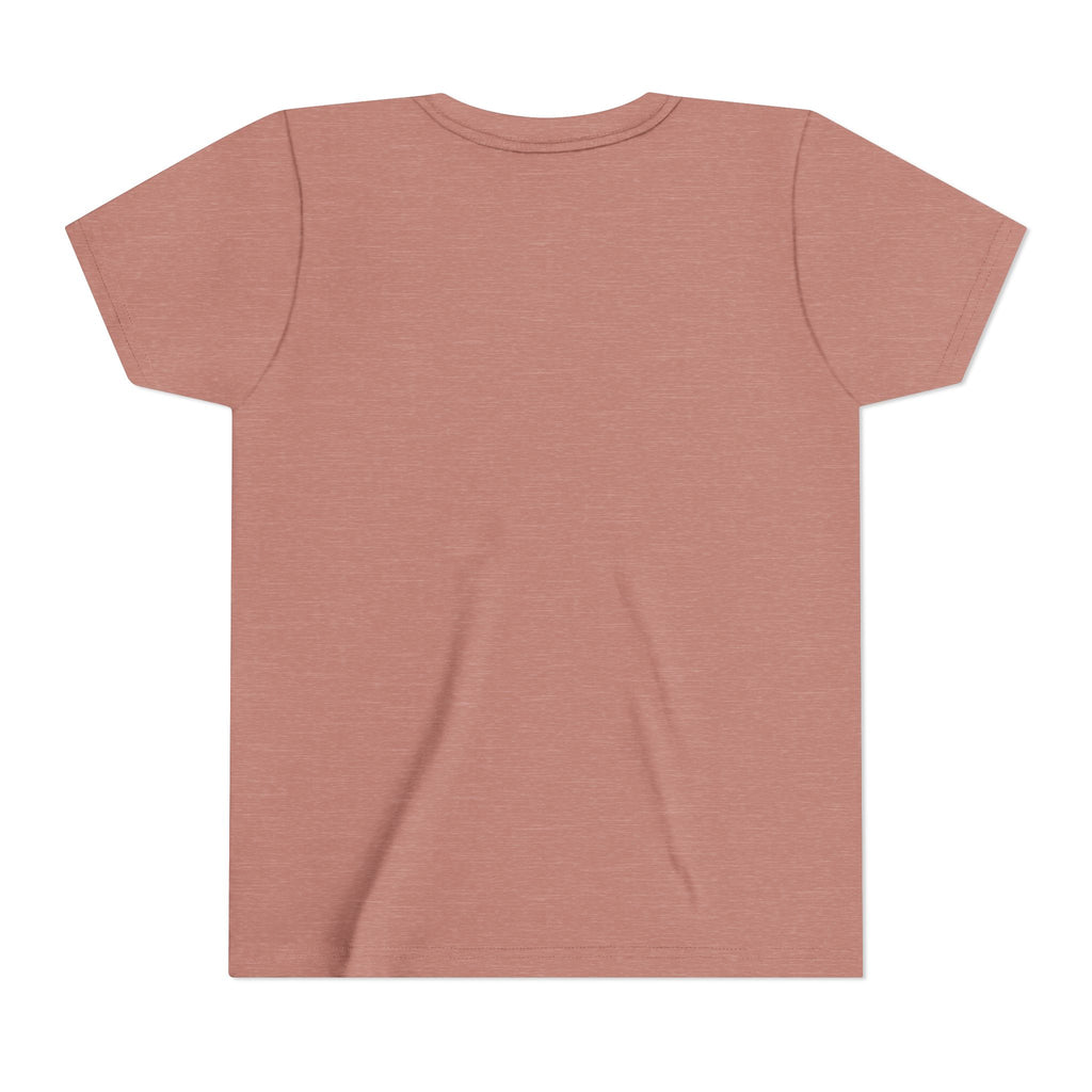 Youth Short Sleeve Tee with Floral Heart Design, Cute Love Tee for Kids, Perfect for Birthdays, Valentine's Day, Everyday Wear, Gift Idea