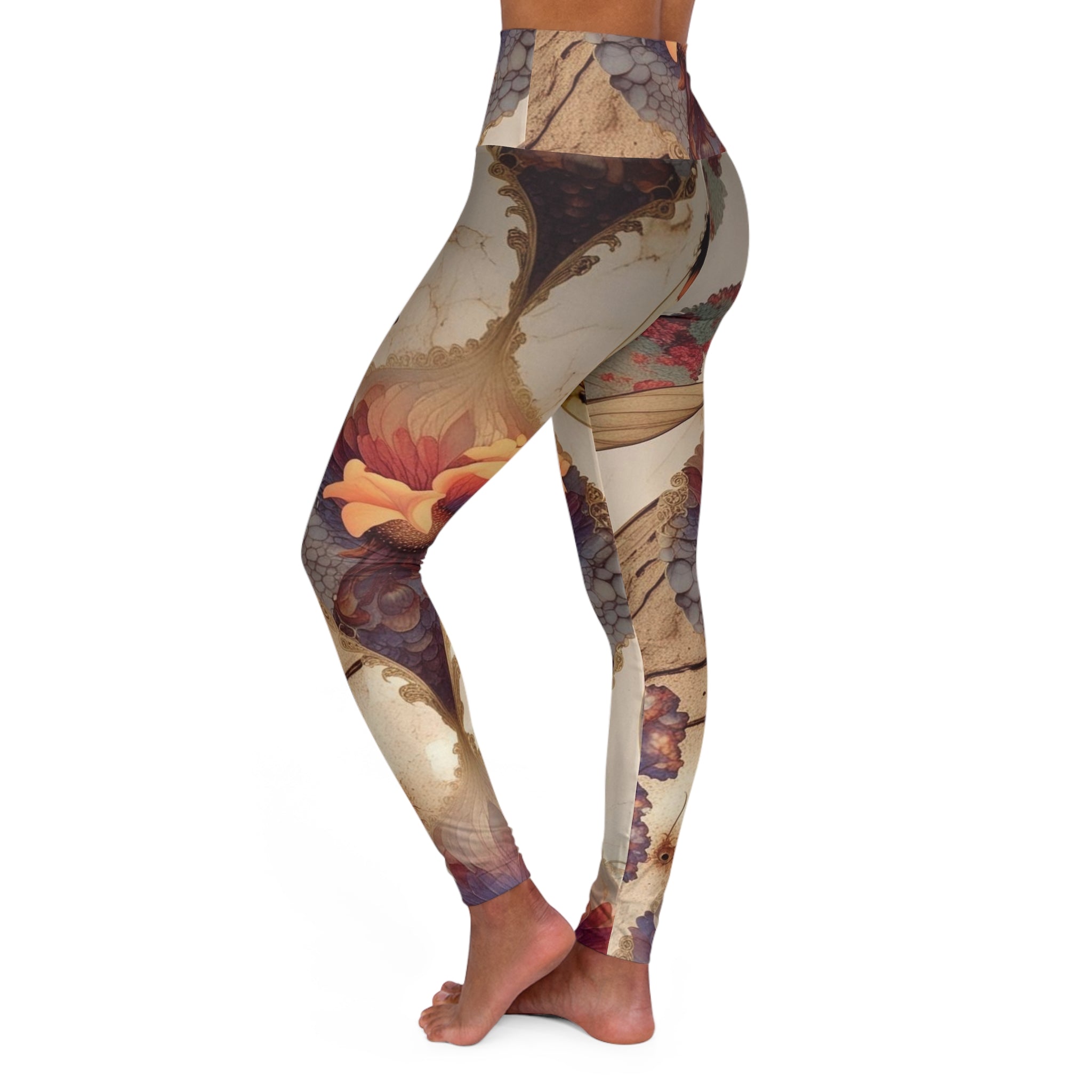 High Waisted Floral Yoga Leggings, Comfortable Workout Leggings, Fitness Apparel, Athleisure Pants, Perfect for Yoga, Pilates, Gym
