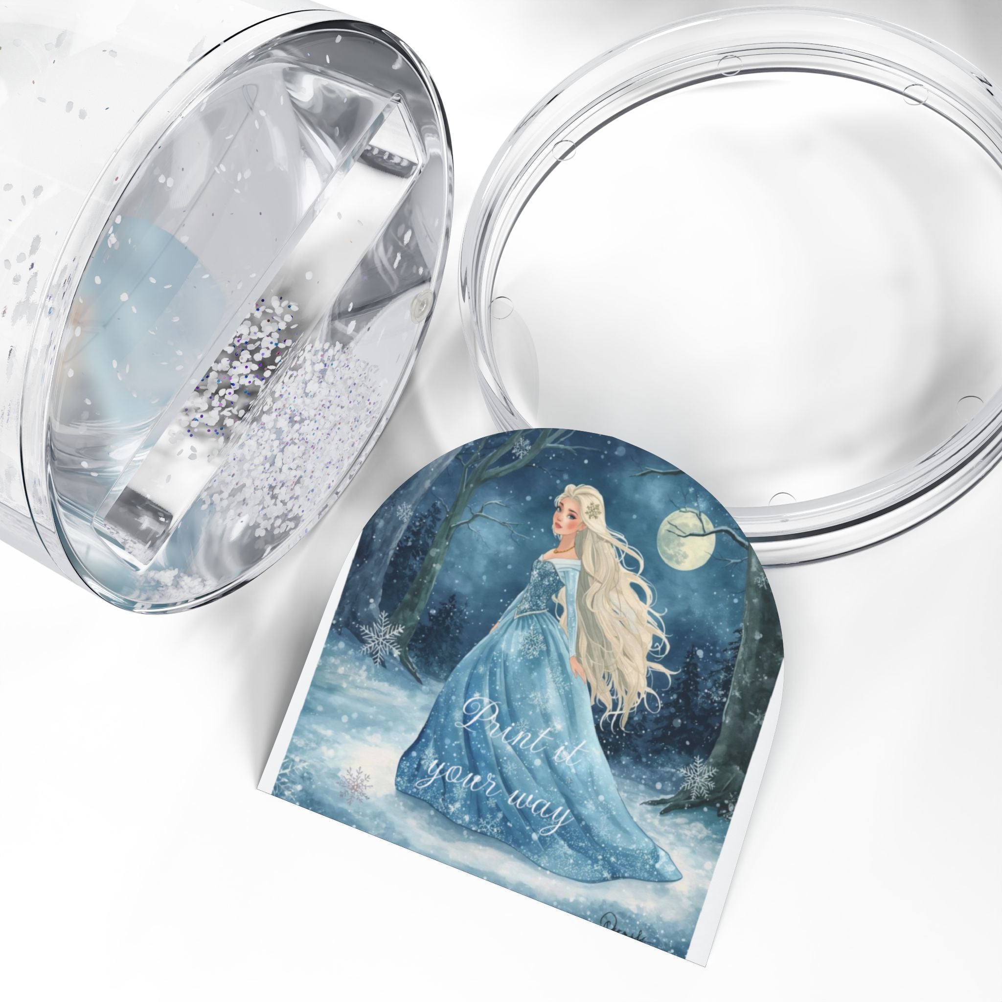 Snow Globe, Winter Decoration, Snow Queen Gift, Princess Ornament, Christmas Home Decor