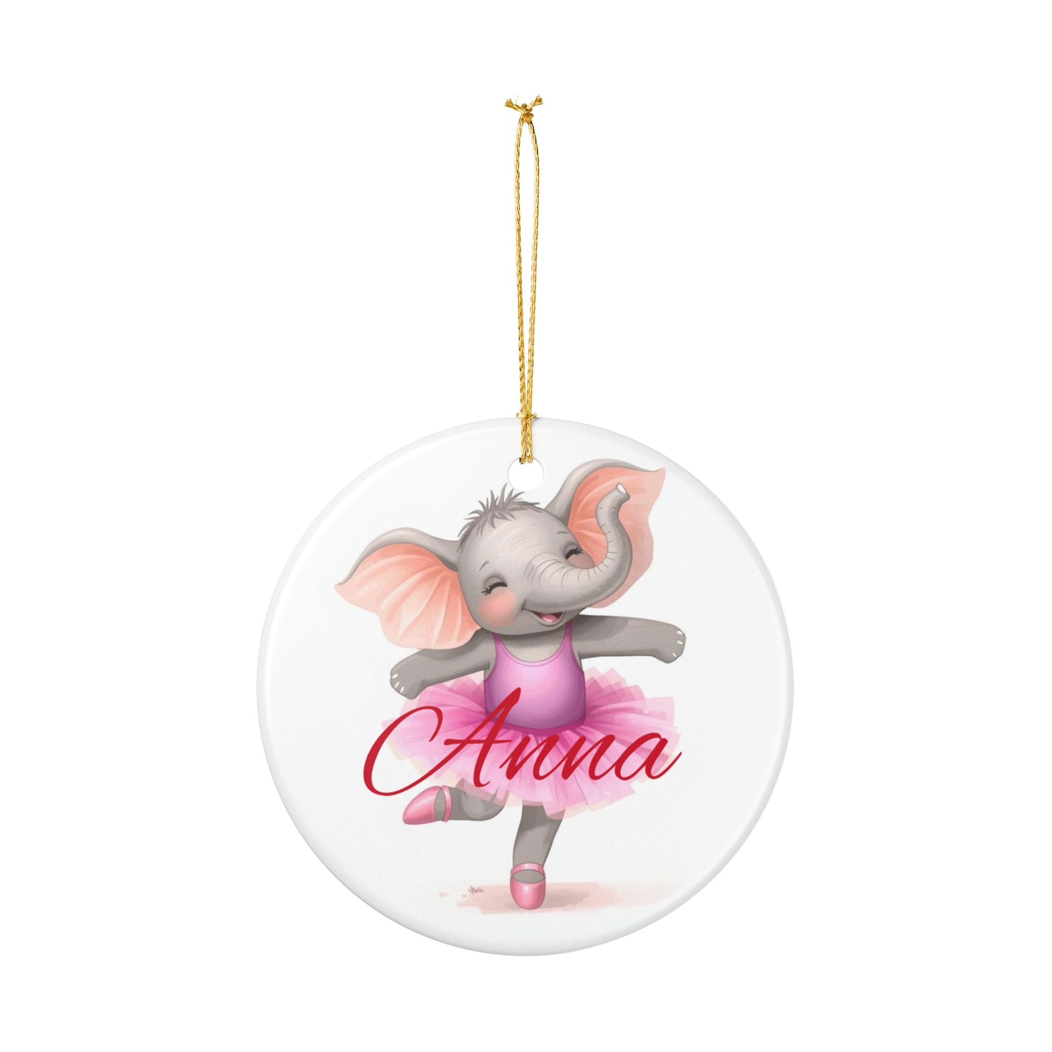 Personalized Elephant Ballet Ornament, Custom Name Christmas Gift, Nursery Decor, Cute Baby Shower Decoration, Kids Room Keepsake