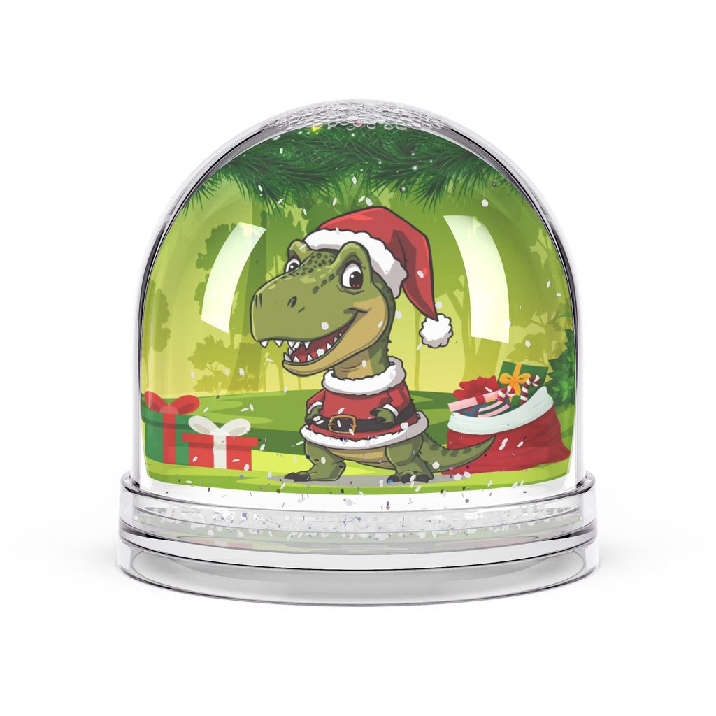 Christmas Dinosaur Snow Globe, Festive Decor, Holiday Gift, Cute T-Rex, Winter Wonderland Decoration, Child's Room Accent