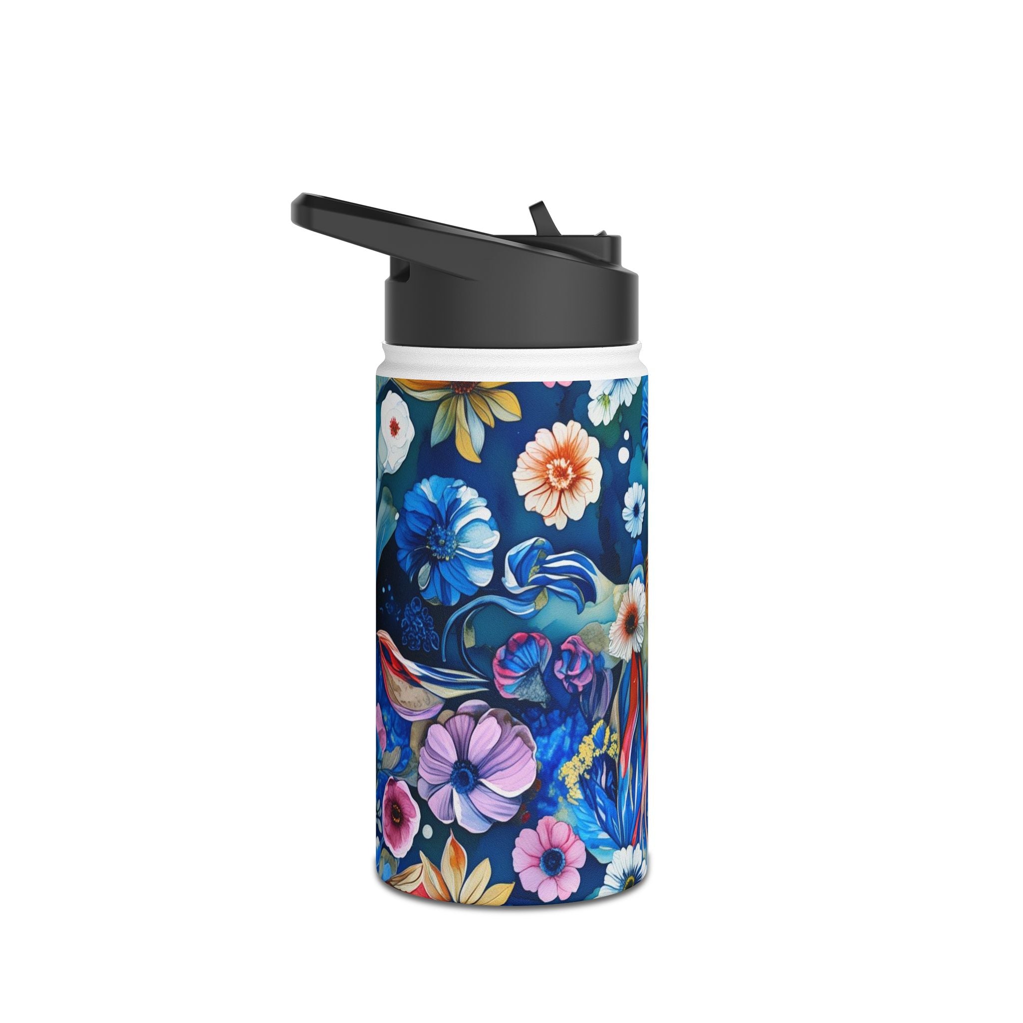 Vibrant Floral Stainless Steel Water Bottle, Colorful Flower Design, Eco-Friendly Hydration, Gift for Nature Lovers, Travel Companion