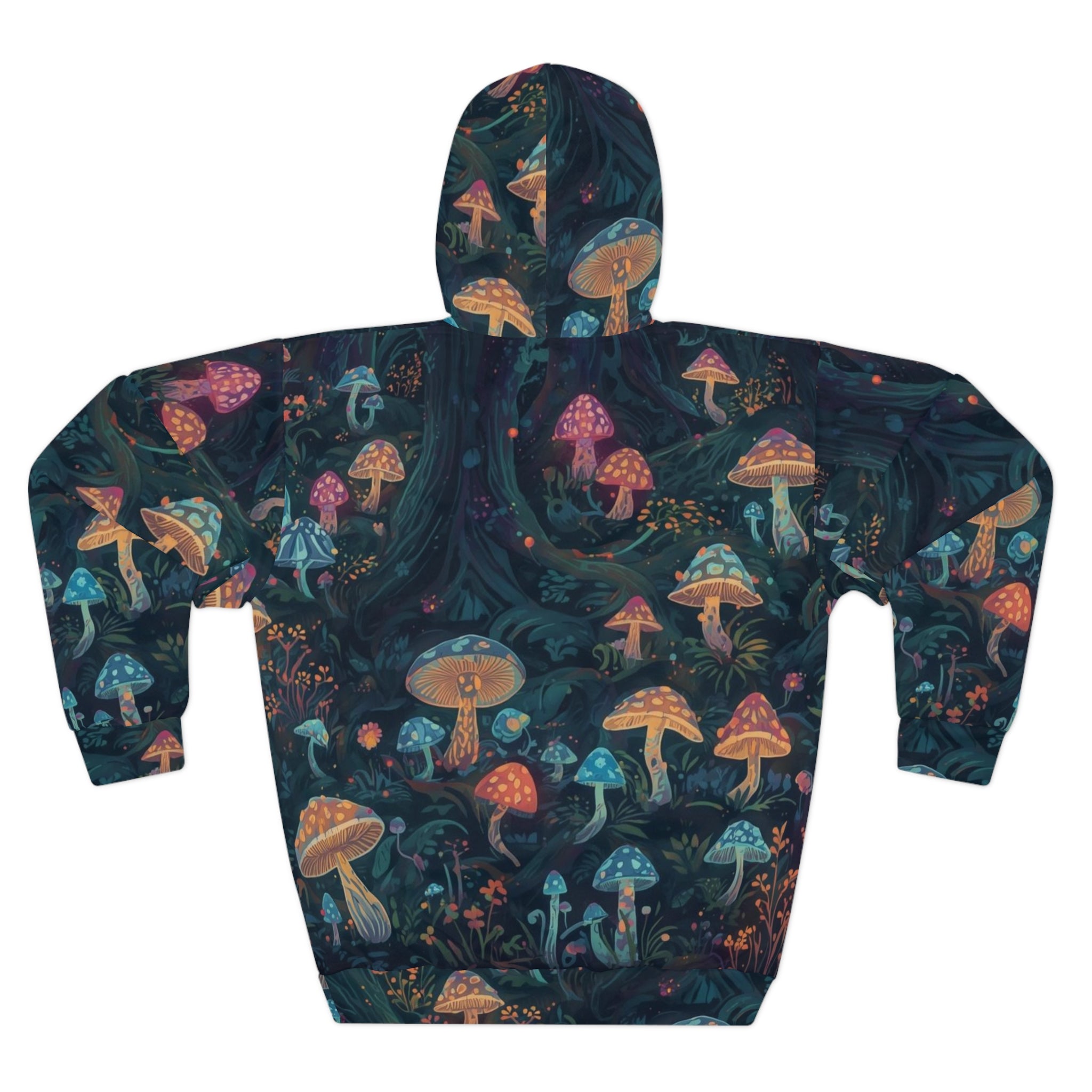 Whimsical Mushroom AOP Hoodie, Unisex Fall Fashion, Cozy Pullover for Nature Lovers, Perfect Gift for Festivals, Eco-Friendly Apparel