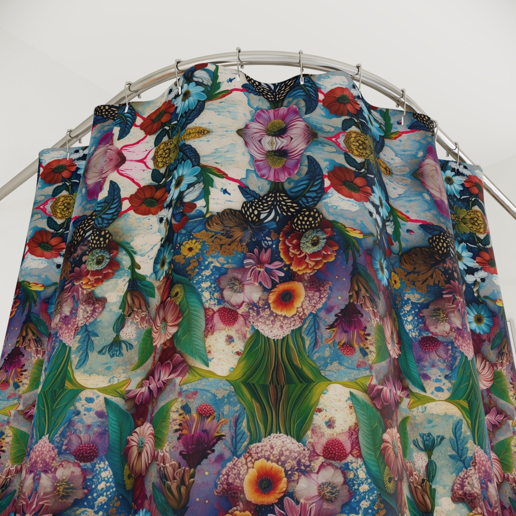 Vibrant Floral Shower Curtain, Bohemian Bathroom Decor, Colorful Floral Print, Home Spa Accent, Gift for Flower Lovers