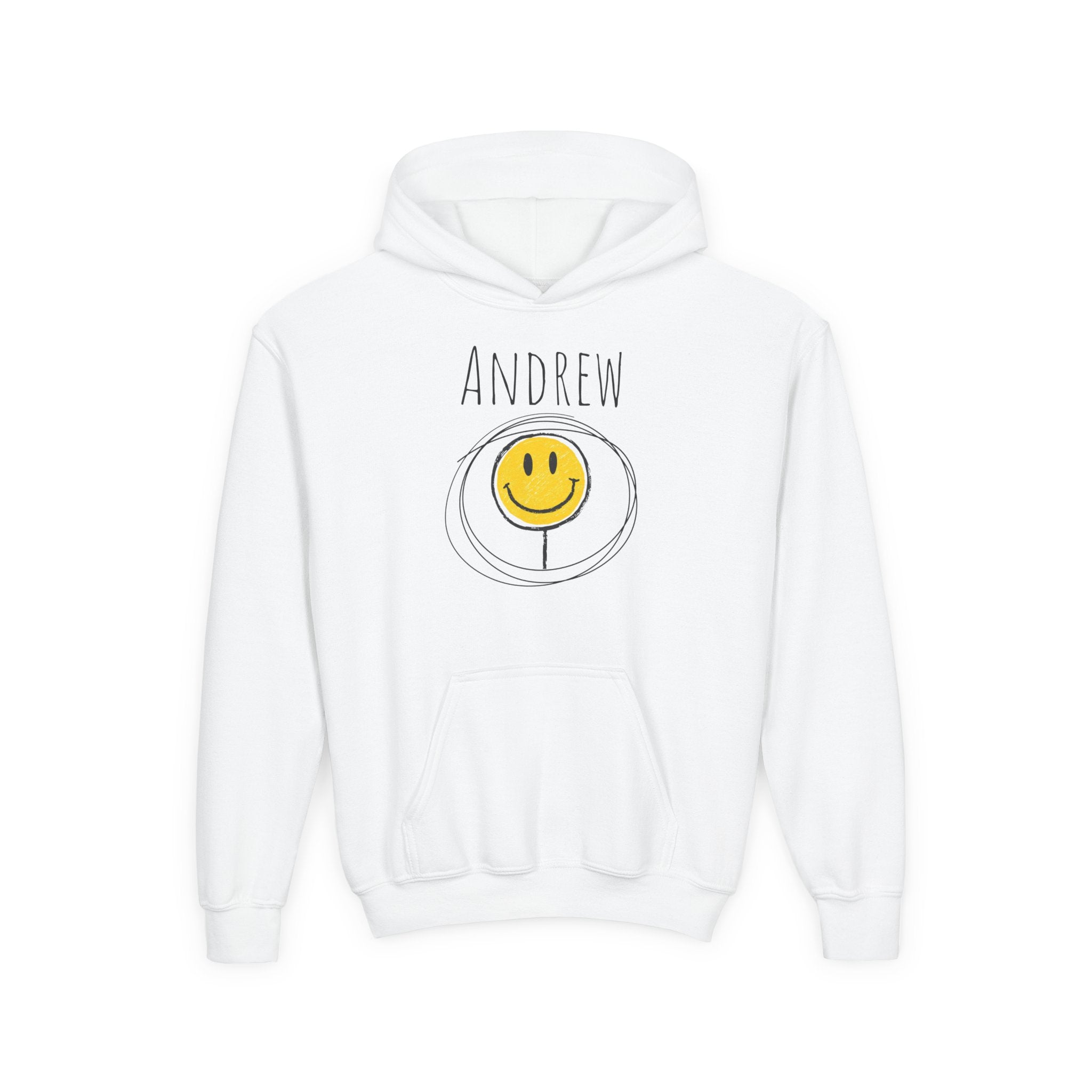 Smiley Face Youth Hoodie - Custom Name Sweatshirt, Inspirational Kids Apparel, Perfect for Birthdays, Back to School, Fun Gifts, [...]