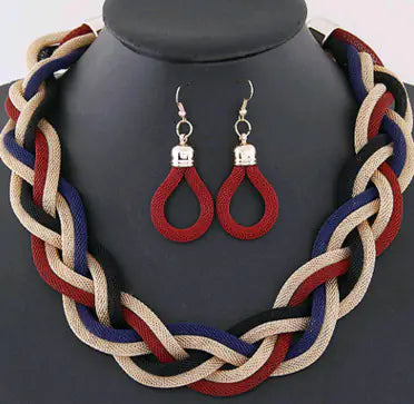 Handmade Bohemian Woven Rope Necklace Set