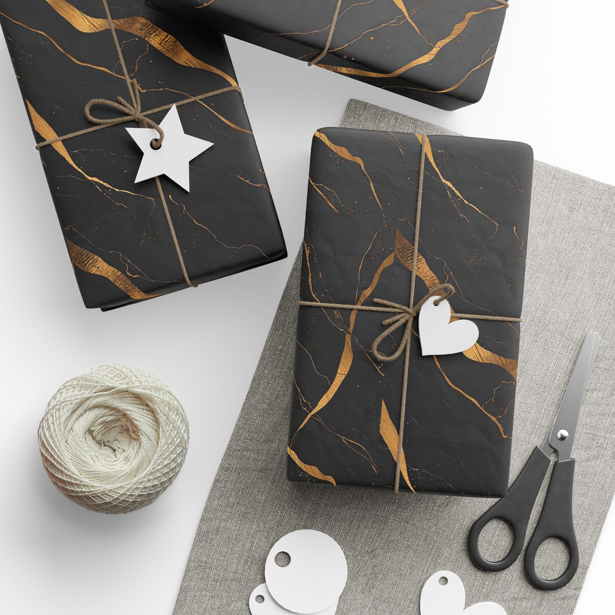 Elegant Black and Gold Wrapping Paper Roll, Luxury Gift Wrap for Christmas, Birthdays, Weddings, and Special Occasions