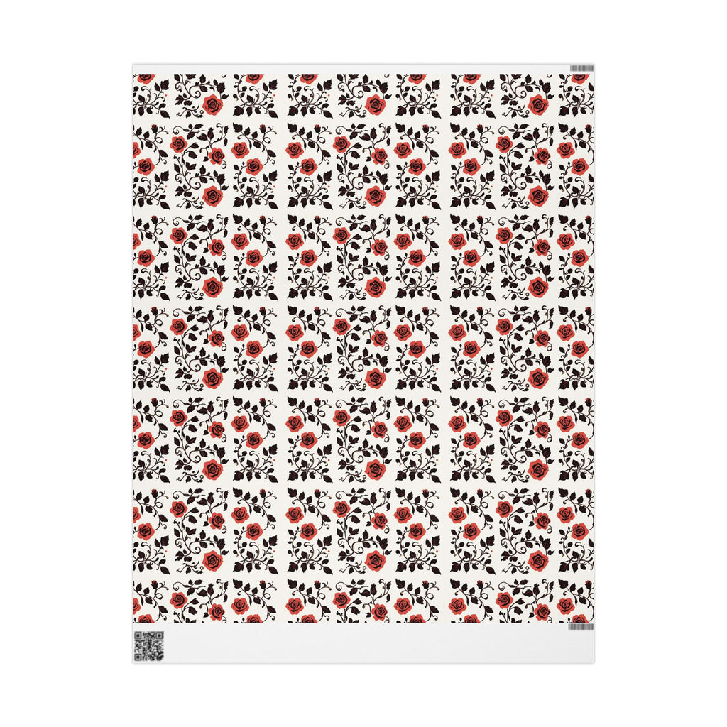 Wrapping Papers - Rose Black and White Classic Pattern, Gift Wrap, Floral Design, Wedding Gift Decor, Holiday Present Packaging