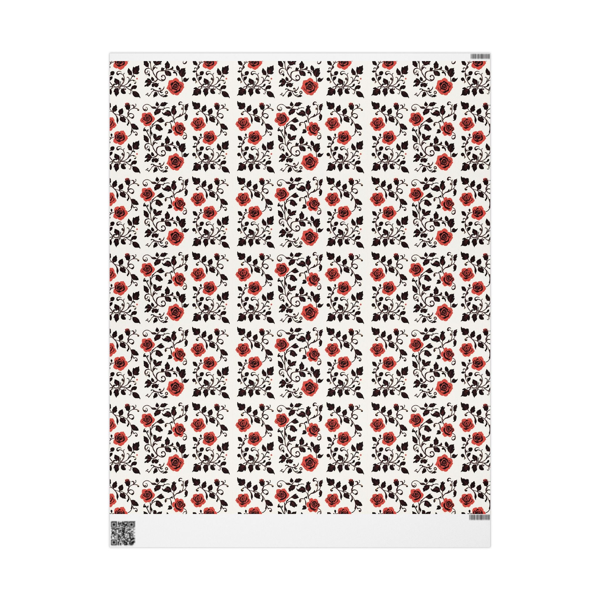 Wrapping Papers - Rose Black and White Classic Pattern, Gift Wrap, Floral Design, Wedding Gift Decor, Holiday Present Packaging