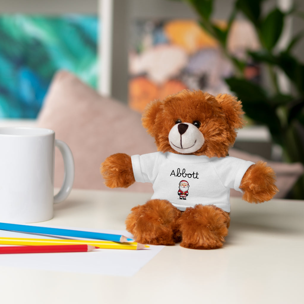 Personalized Tees on Stuffed Animals, Cute Gift for Kids, Birthday, Holidays, Plush Toy, Custom Bear