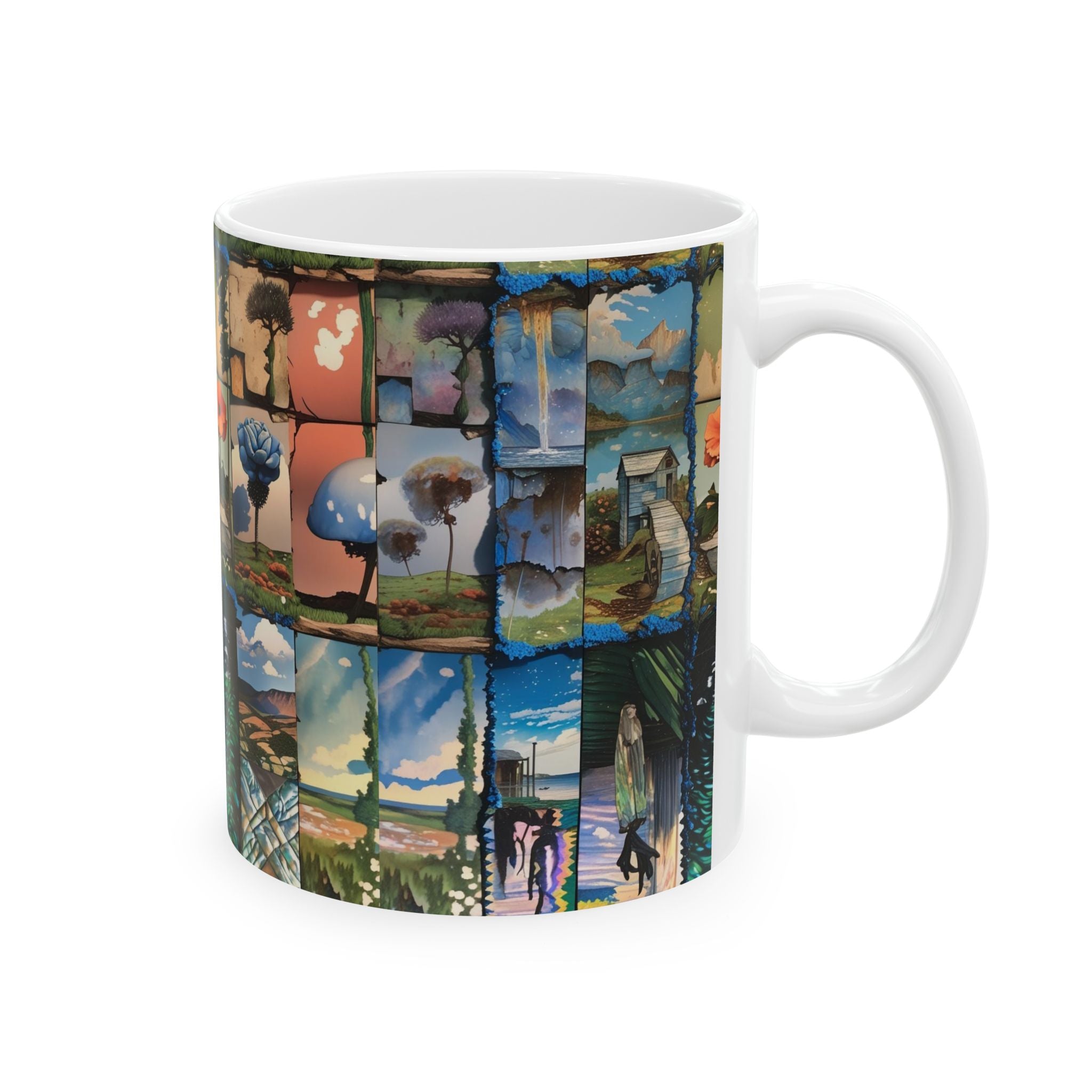 Colorful Landscape Ceramic Mug | Unique Coffee Cup, Gift for Nature Lovers, Home Decor, Art Enthusiast Gift, Double-Sided Design