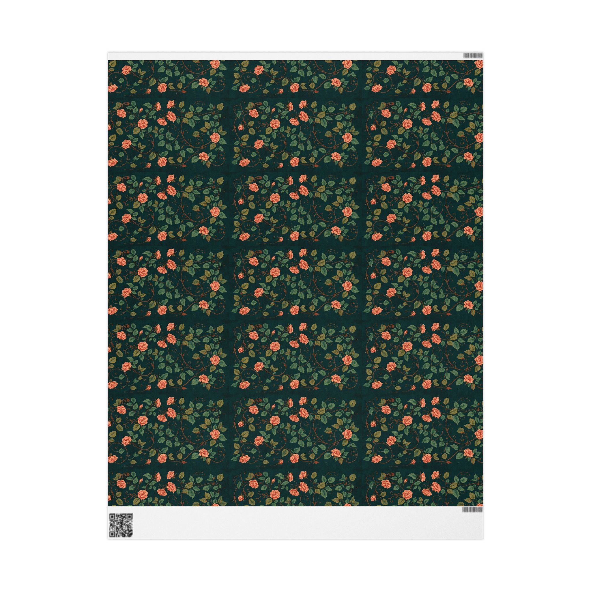 Wrapping Paper, Green Rose Pattern Classic Design - Floral Gift Wrap for Birthdays, Weddings, Holidays, Crafting, Scrapbooking, Decor