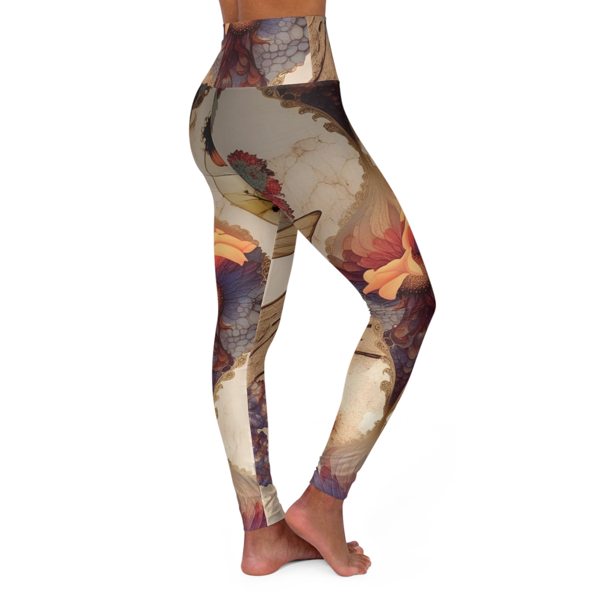 High Waisted Floral Yoga Leggings, Comfortable Workout Leggings, Fitness Apparel, Athleisure Pants, Perfect for Yoga, Pilates, Gym