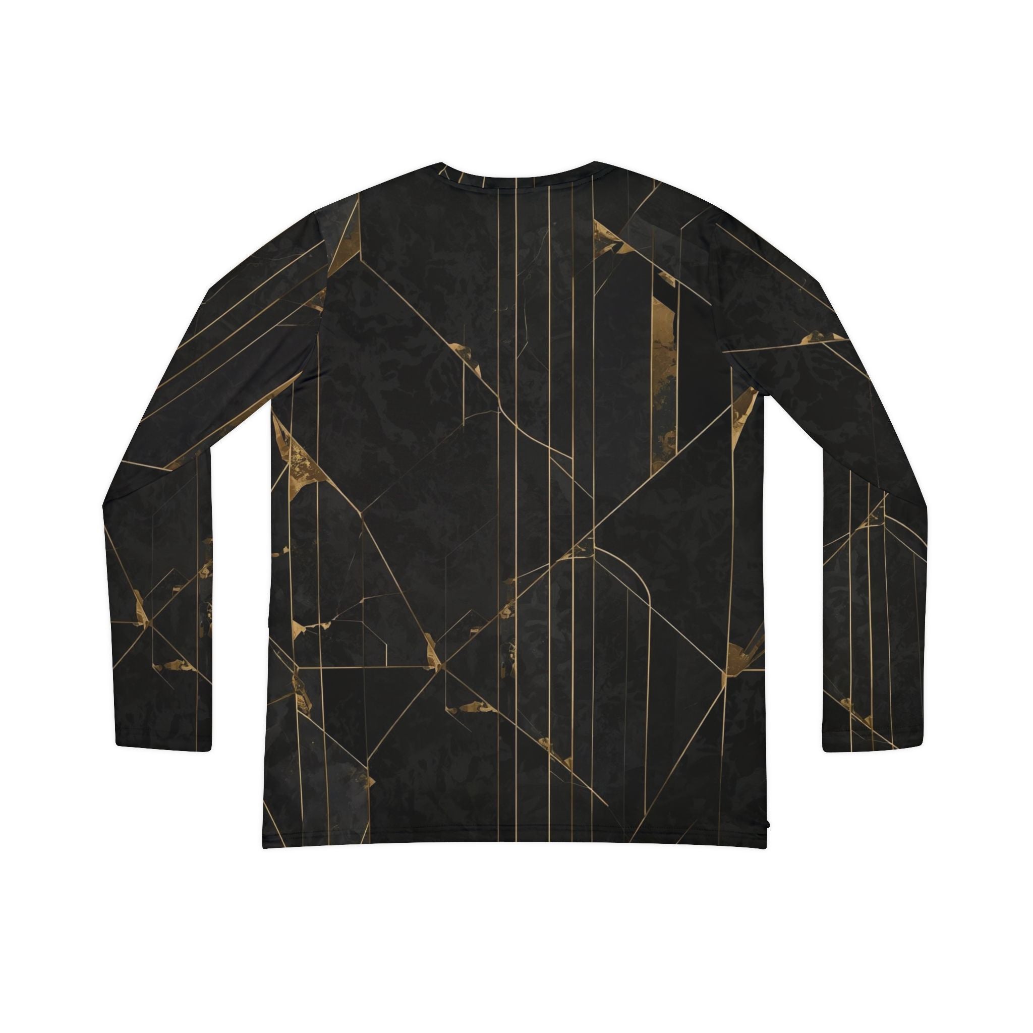 Long Sleeve Shirt Gold Line Art Marble Luxury Pattern, Women's V-neck Tee, Elegant Fashion Top, Trendy Graphic Blouse, Stylish Casual Wear,