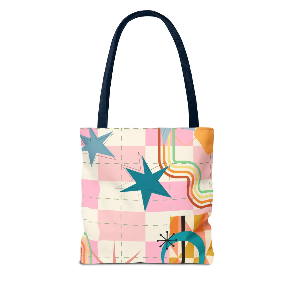 Vintage Stars Tote Bag, Art Deco 1950's Handbag, Retro Carryall Purse, Celestial Shoulder Bag, Galaxy Grocery Tote, Eco-Friendly Shopping