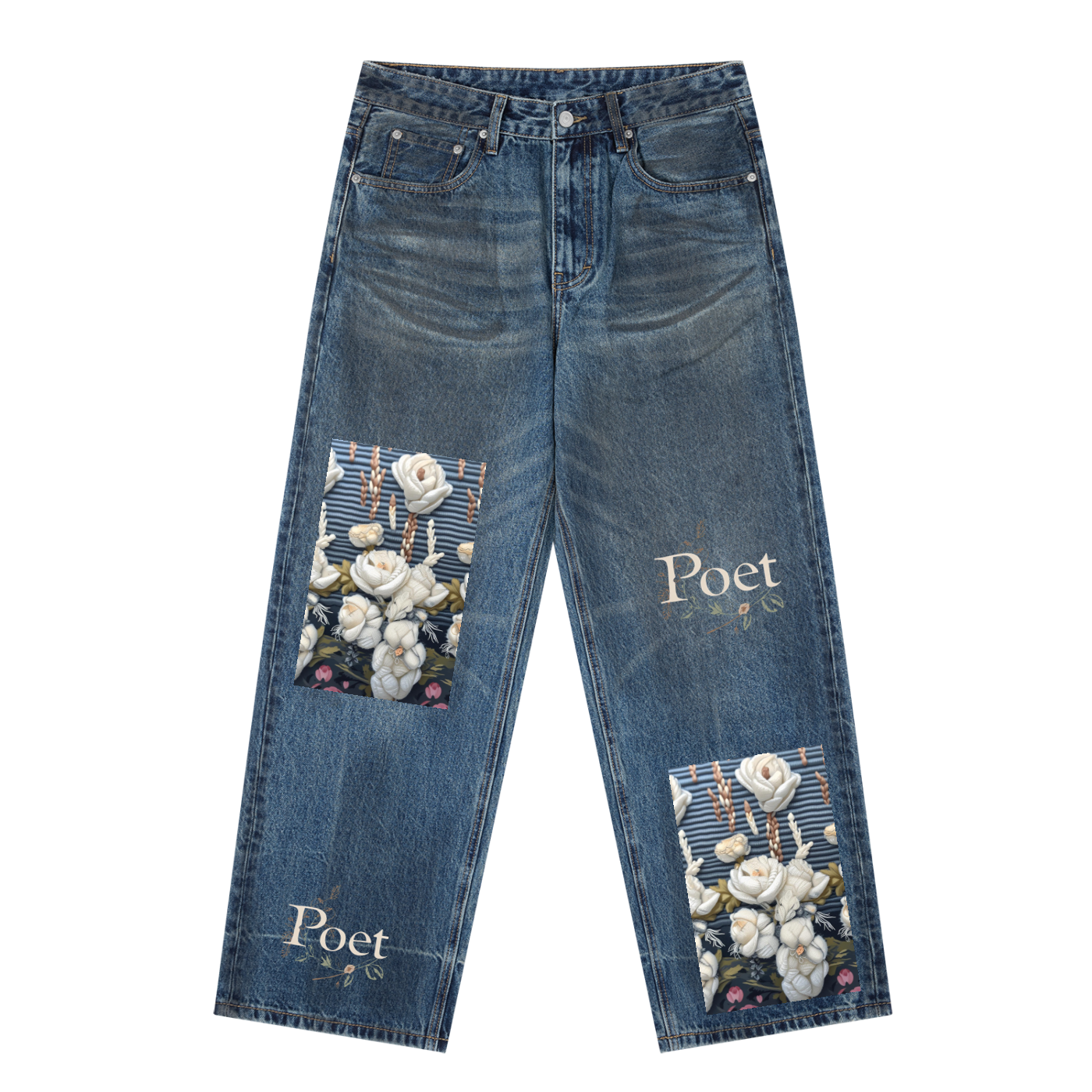 Vintage Wash Baggy Denim Jeans