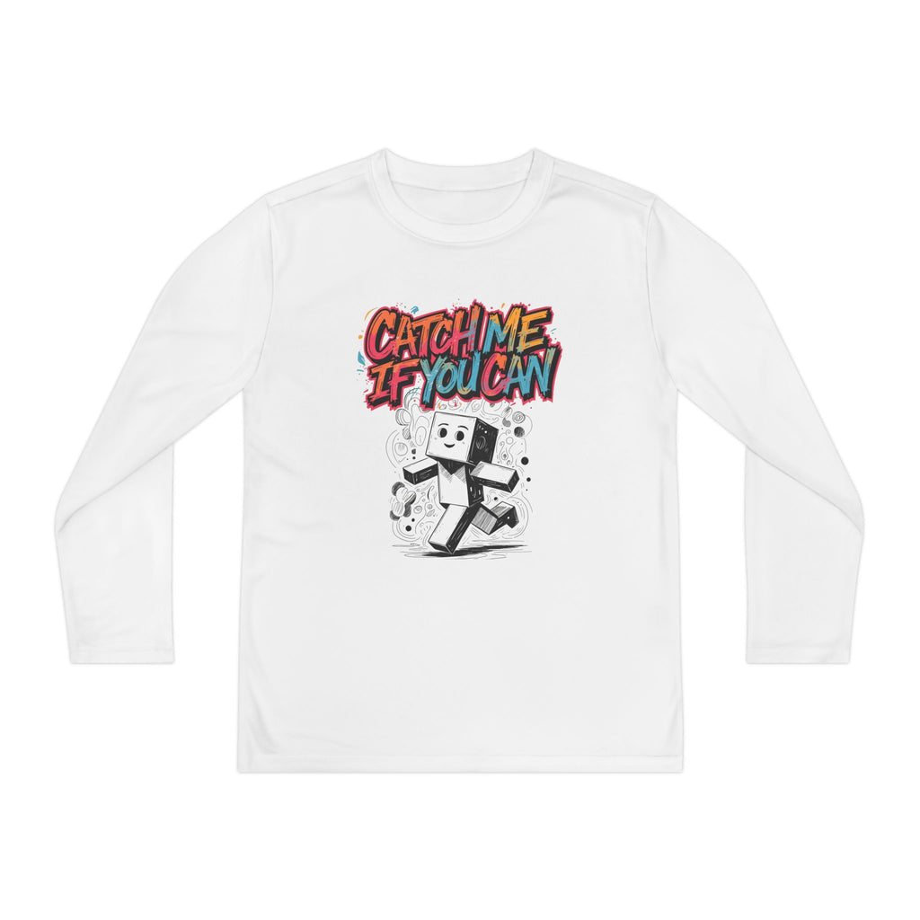 Youth Long Sleeve Tee - 'Catch Me If You Can' Graphic Shirt, Playful Activewear for Kids, Perfect Gift for Birthdays, Sports & Playtime