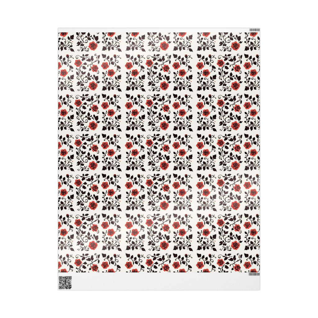 Wrapping Papers - Rose Black and White Classic Pattern, Gift Wrap, Floral Design, Wedding Gift Decor, Holiday Present Packaging