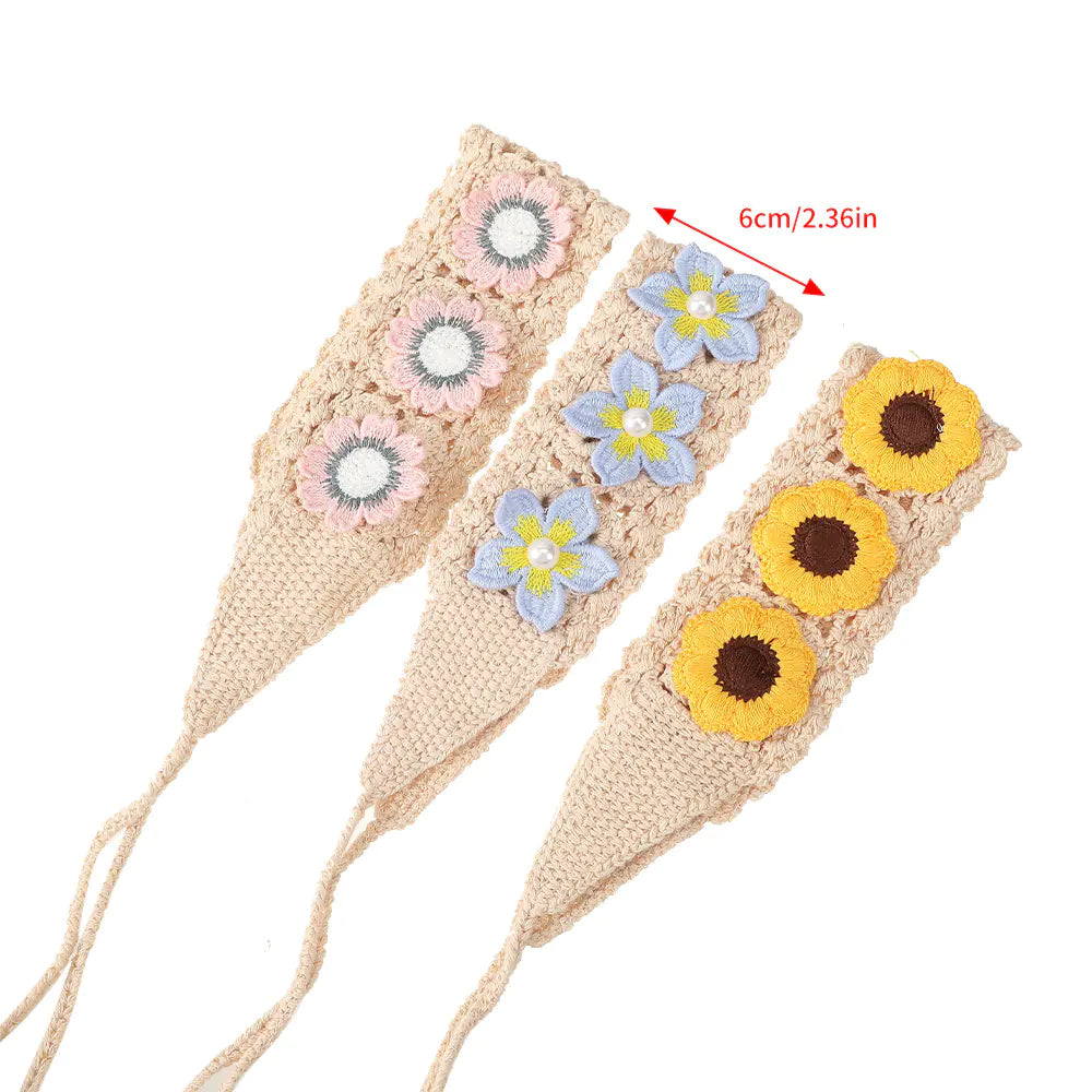 Handmade Crochet Sunflower Wide-brimmed Headband