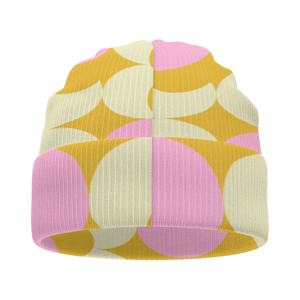 Pink Abstract Orange Print All-Over Print Knitted Hat