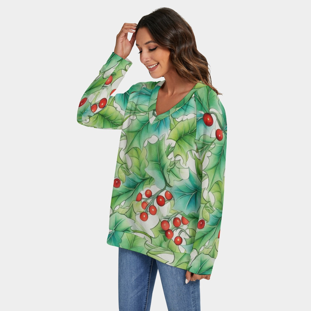 Christmas Mistle Toe Women's V-neck Sweatshirt