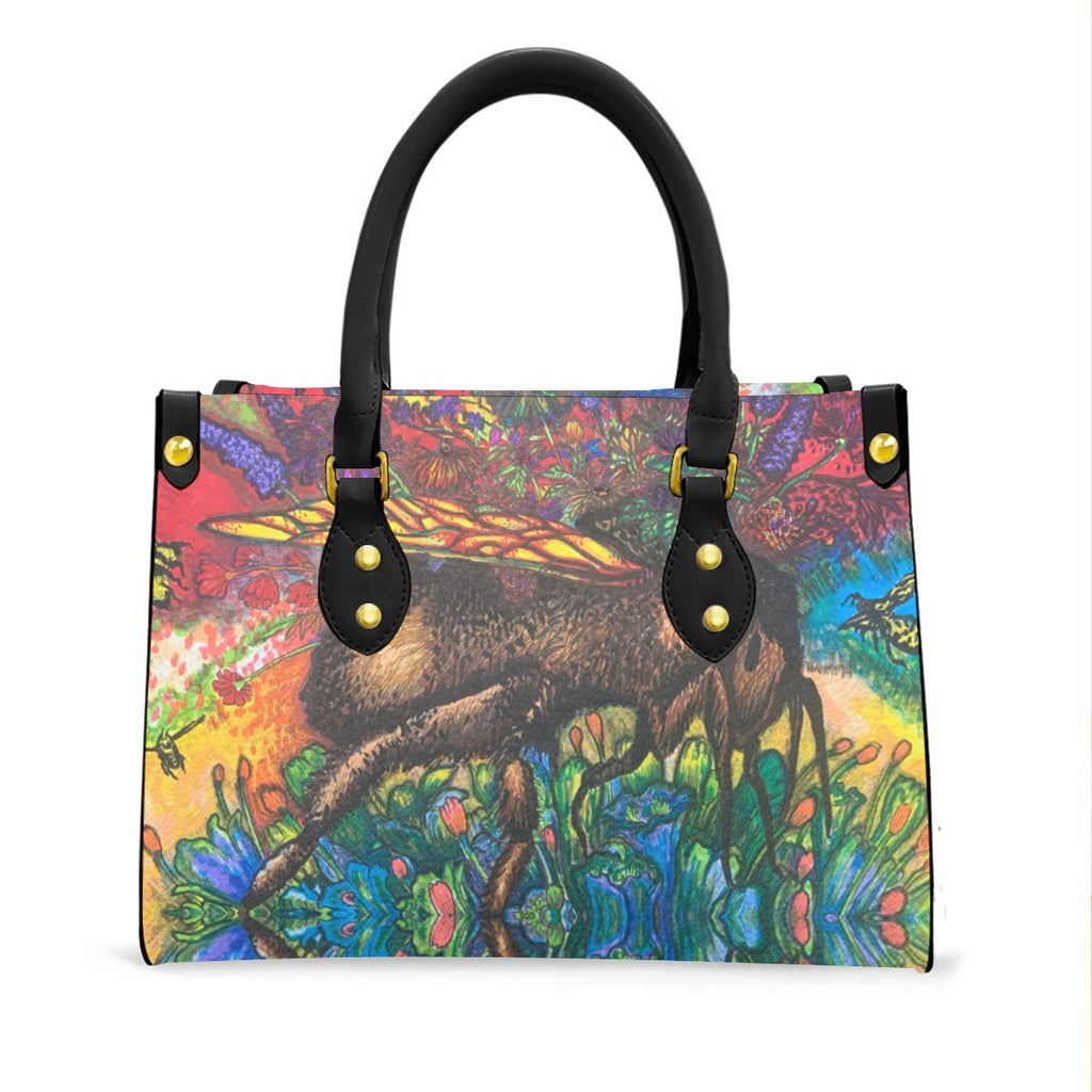 Busy Bee Tote Bag With Black Handle