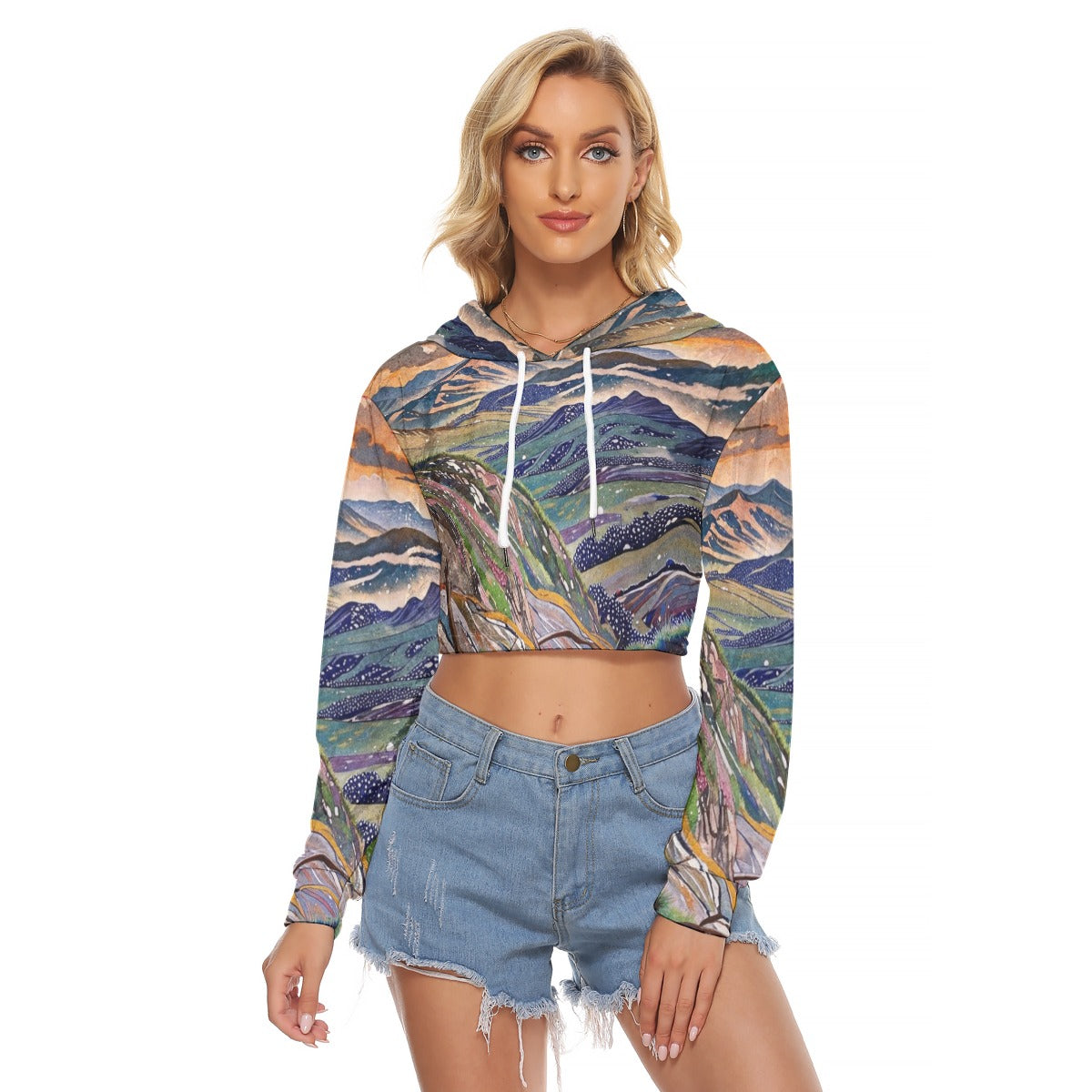 Abstract Mountain Cropped Hoodie