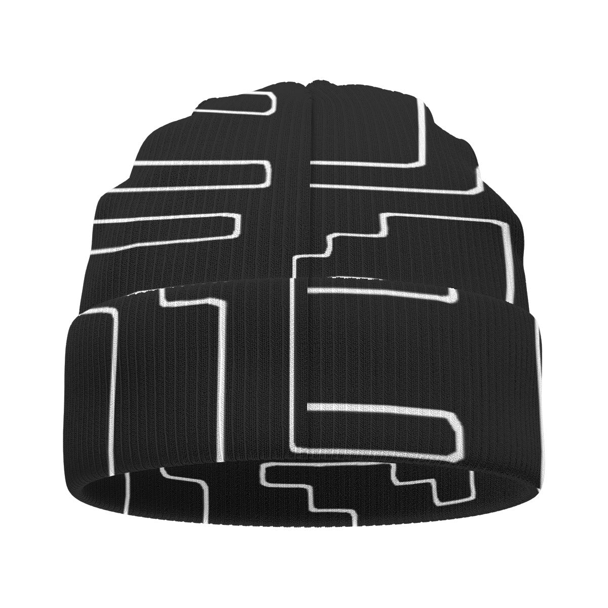 Abstract Maze All-Over Print Knitted Hat