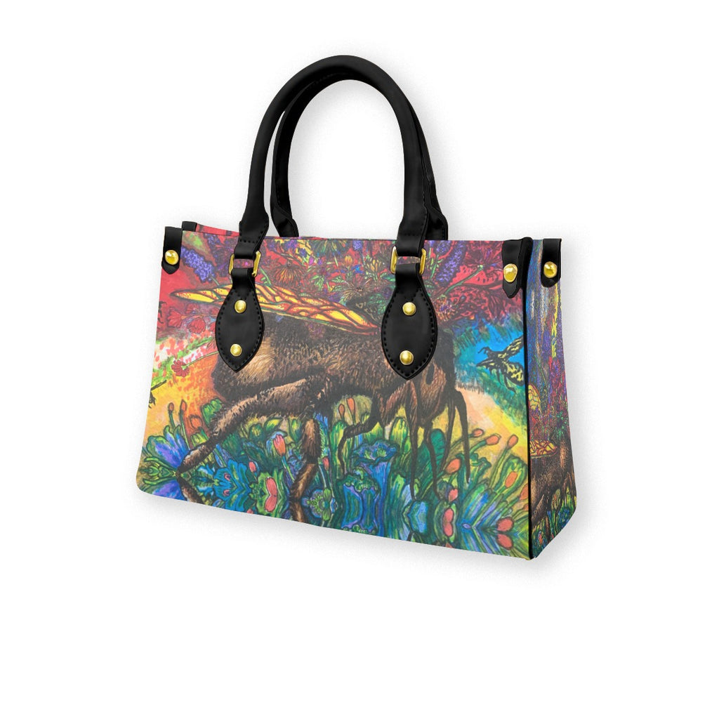Busy Bee Tote Bag With Black Handle
