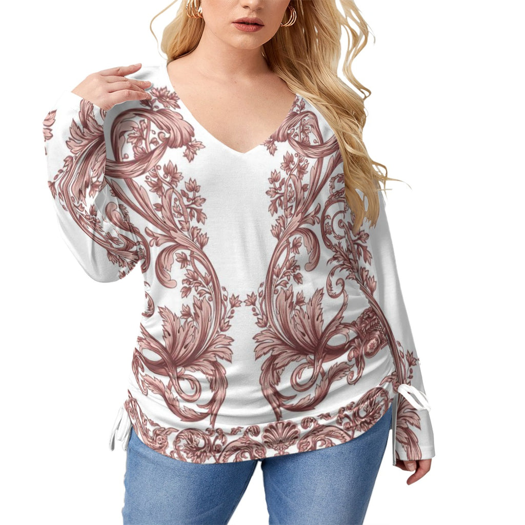 Regal Pattern V-Neck Tee - Plus Size