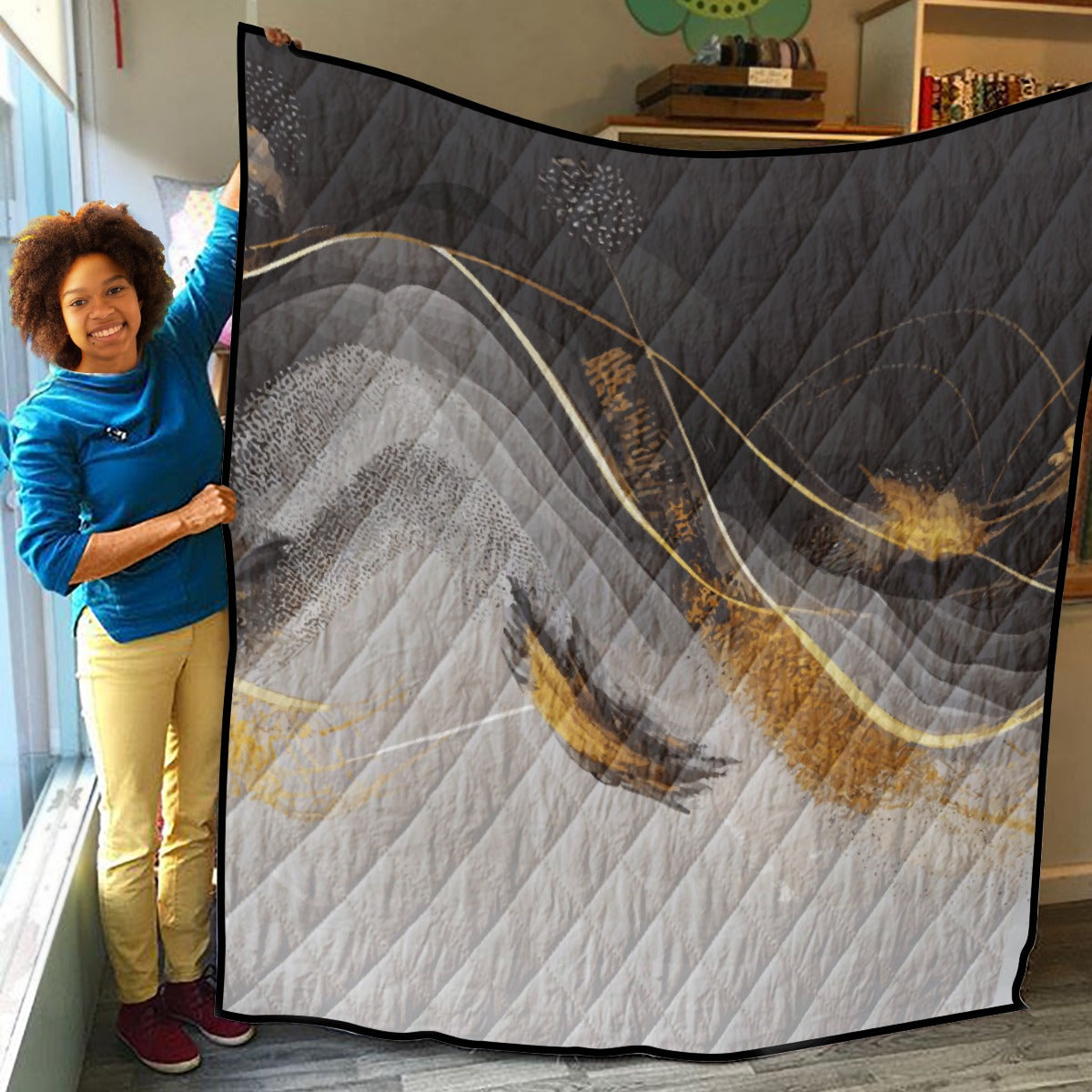 Marble Gold & Black Luxury Quilt